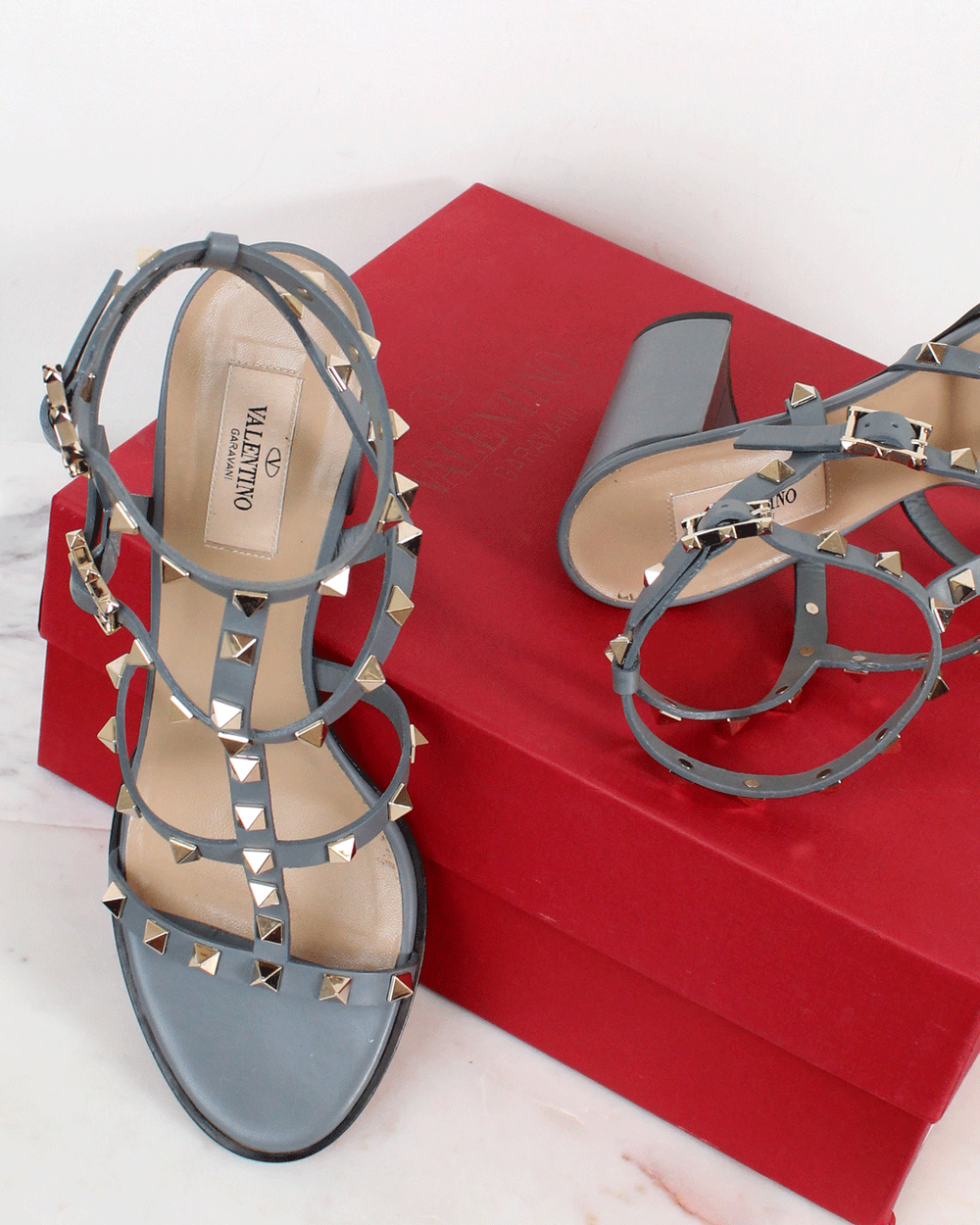 Valentino Rockstud T Strap Sandals — Otra Vez Couture Consignment