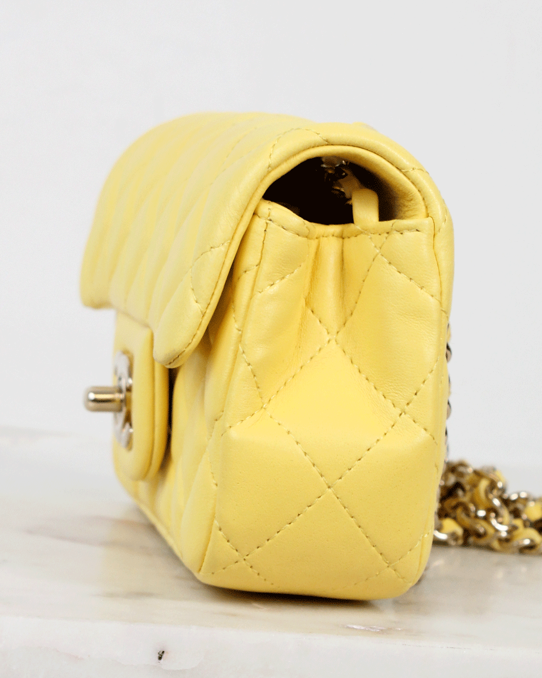 Chanel 2023 Mini Pearl Crush Flap Bag - Yellow Crossbody Bags