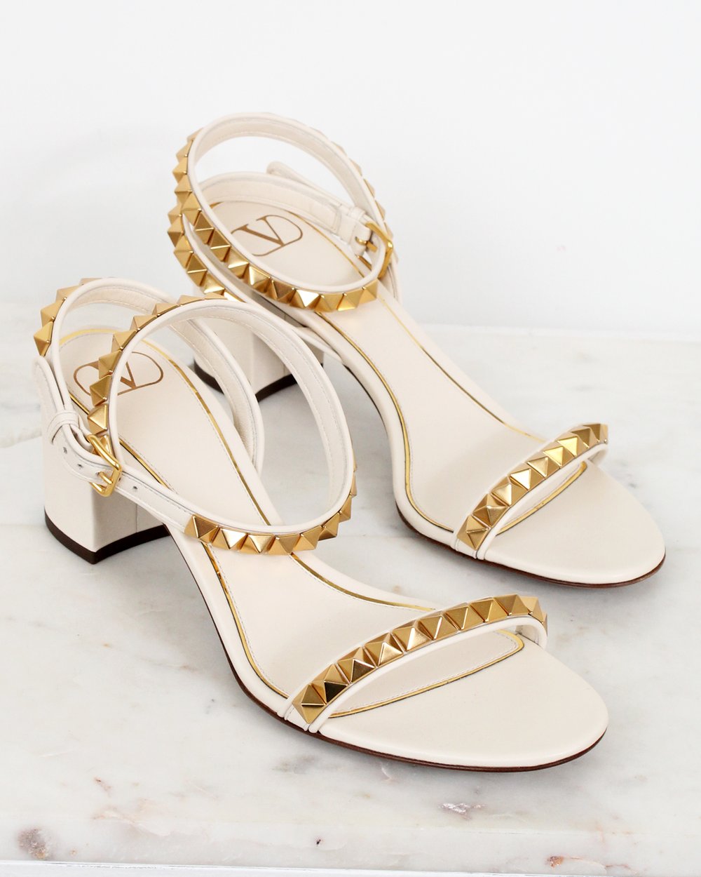 Valentino Rockstud Cream Heels — Otra Vez Couture Consignment