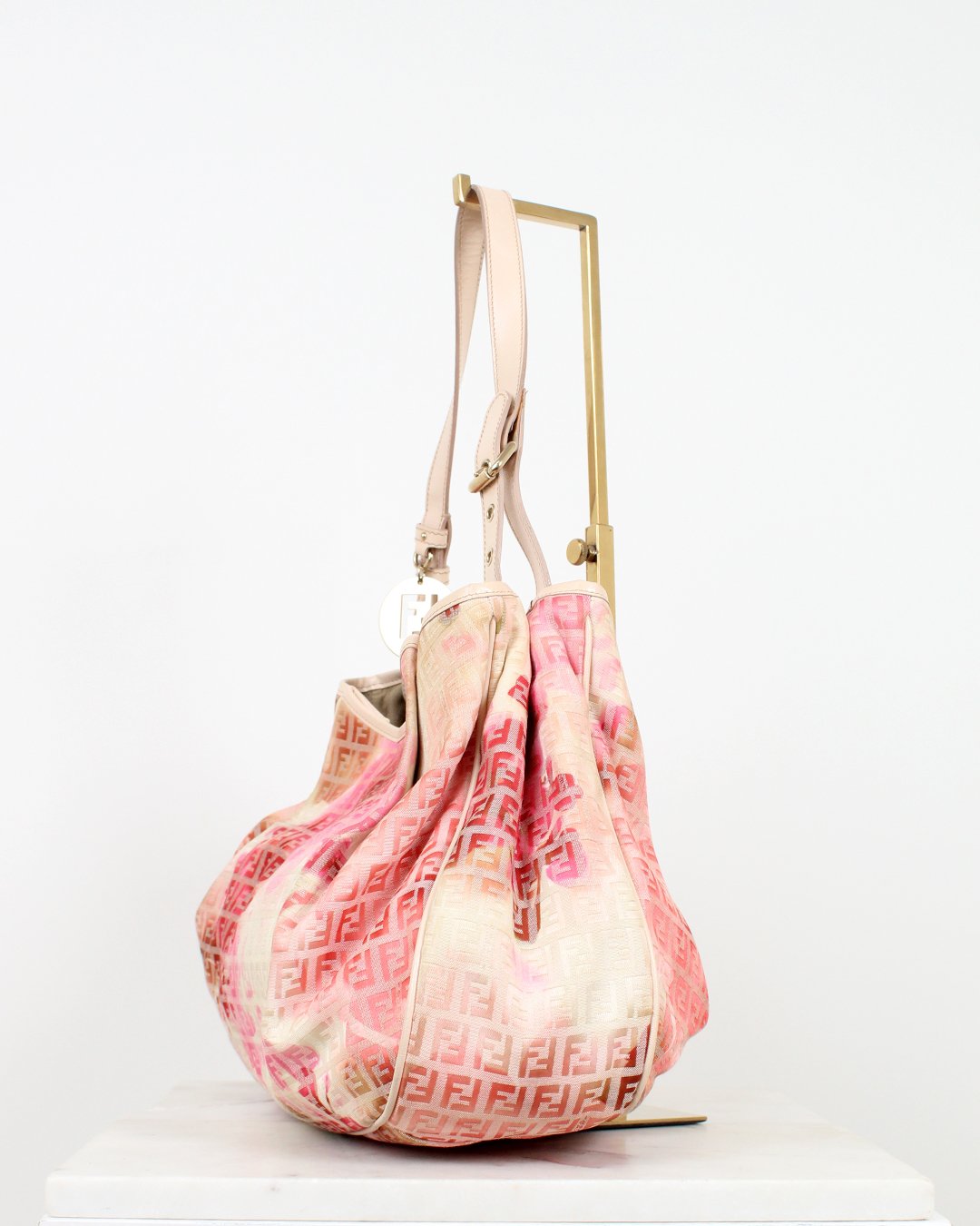 Fendi Baguette Bag In FF Motif Canvas Rose