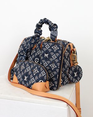 Louis Vuitton Blue Monogram Patchwork Denim Limited Edition Bowly Bag