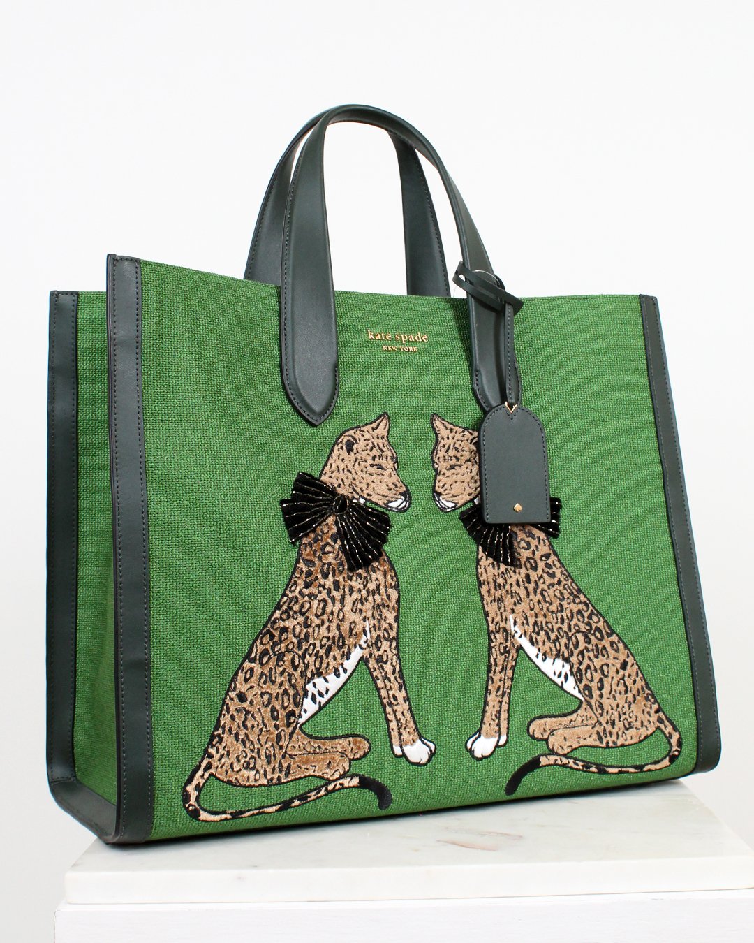 kate spade new york manhattan large lady leopard tote bag