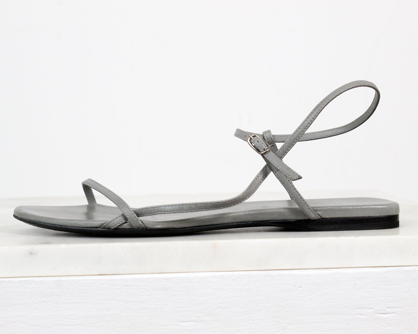 The Row Grey Bare Flat Sandals — Otra Vez Couture Consignment