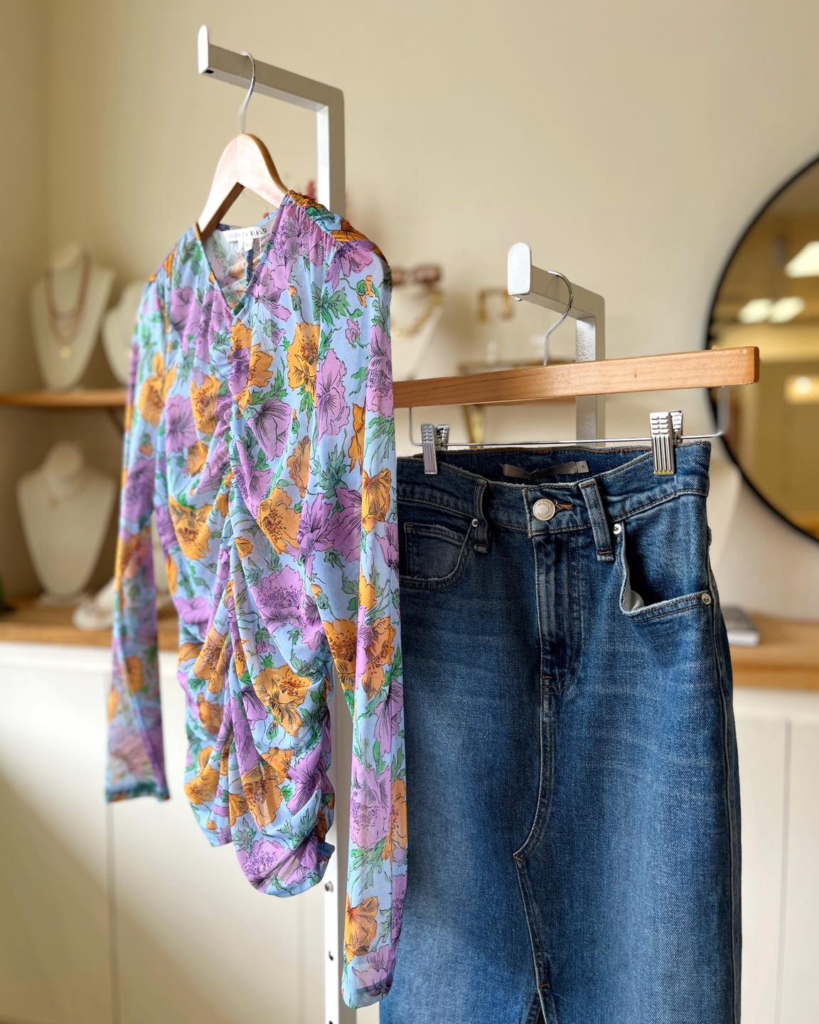 Denim done three different ways from three of our fave denim labels: a maxi skirt from Hudson, brand new Mother jeans and a pair of shorts by Joe&rsquo;s Jeans. Mix and match with our extensive collection of tops from brands like Veronica Beard, Elev
