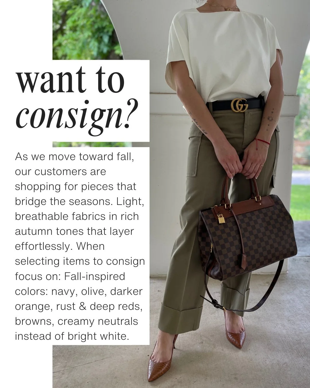 Want to consign? Now&rsquo;s the perfect time!⁠
⁠
As we transition into fall, our shoppers are looking for pieces that move effortlessly from warm afternoons to cooler evenings. Light sweaters, flowy dresses, easy blouses, and transitional jackets in