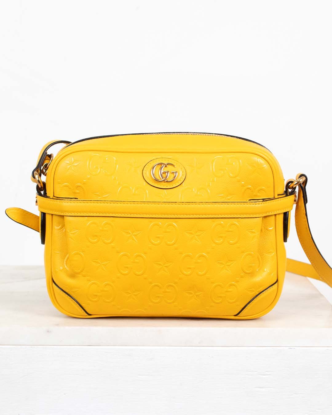 Gucci GG Embossed Small Star Shoulder Bag in Yellow Front.jpg