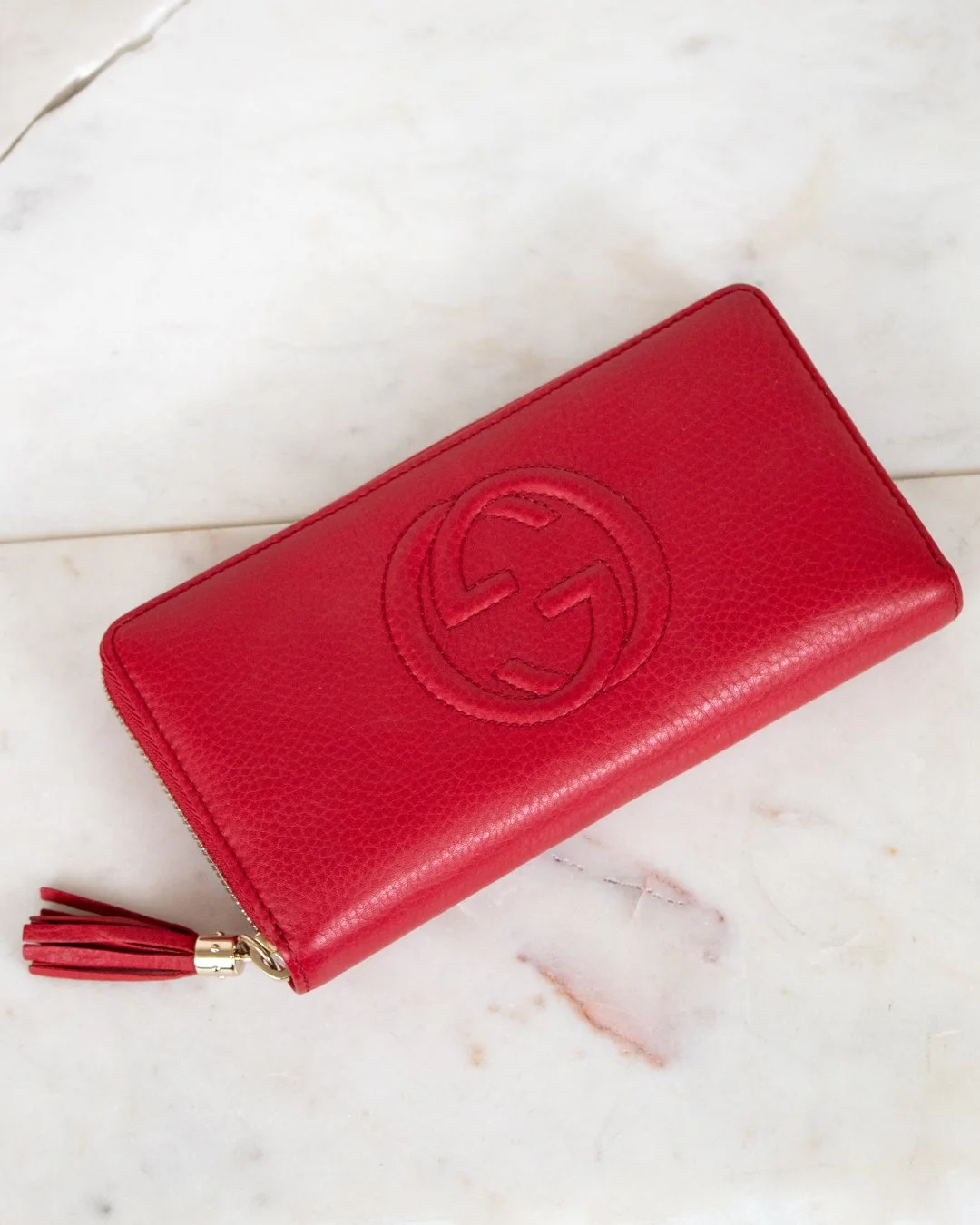 Gucci Soho Interlocking G Zip Around Wallet Red — Otra Vez Couture