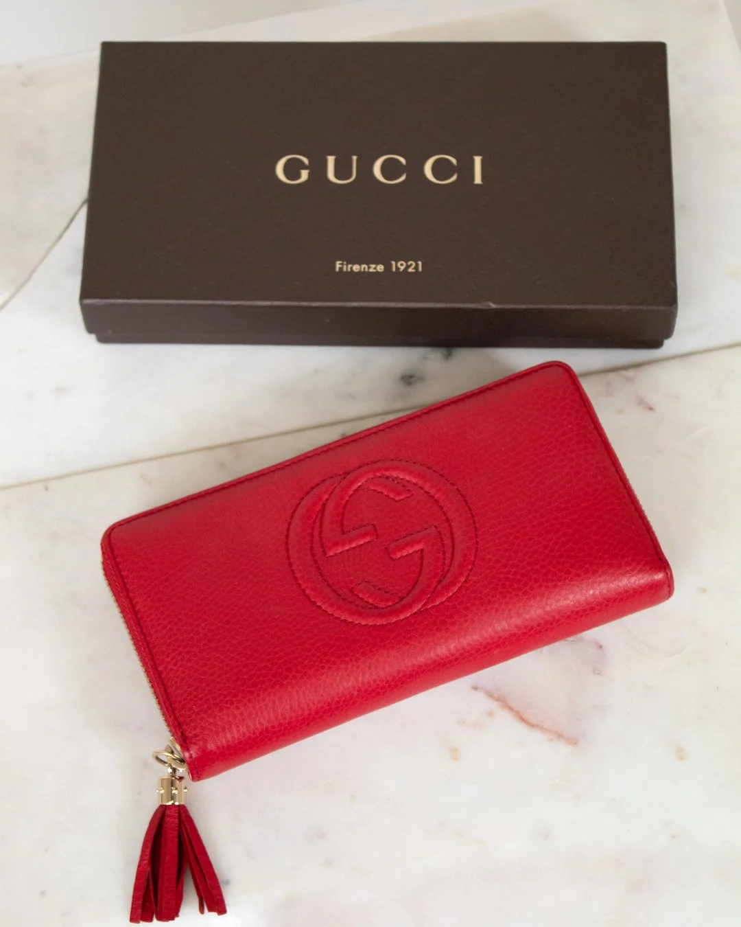 Gucci Soho Interlocking G Zip Around Wallet Red — Otra Vez Couture