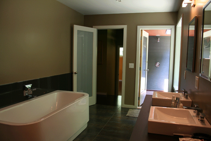  This new bathroom also has access to a private outside shower 