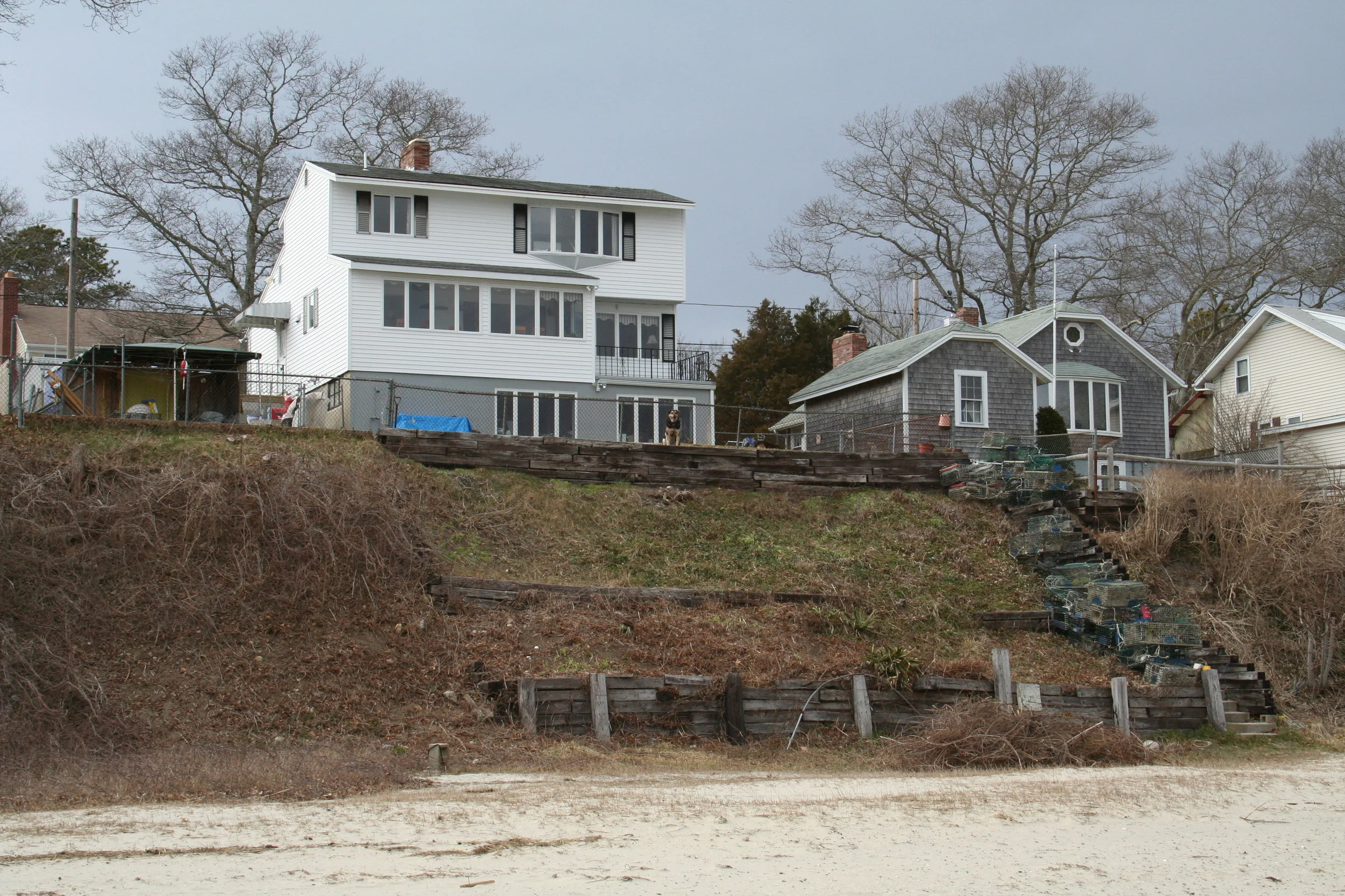 Before - Prior to the renovation vinyl siding and old casement windows adorned the facade 