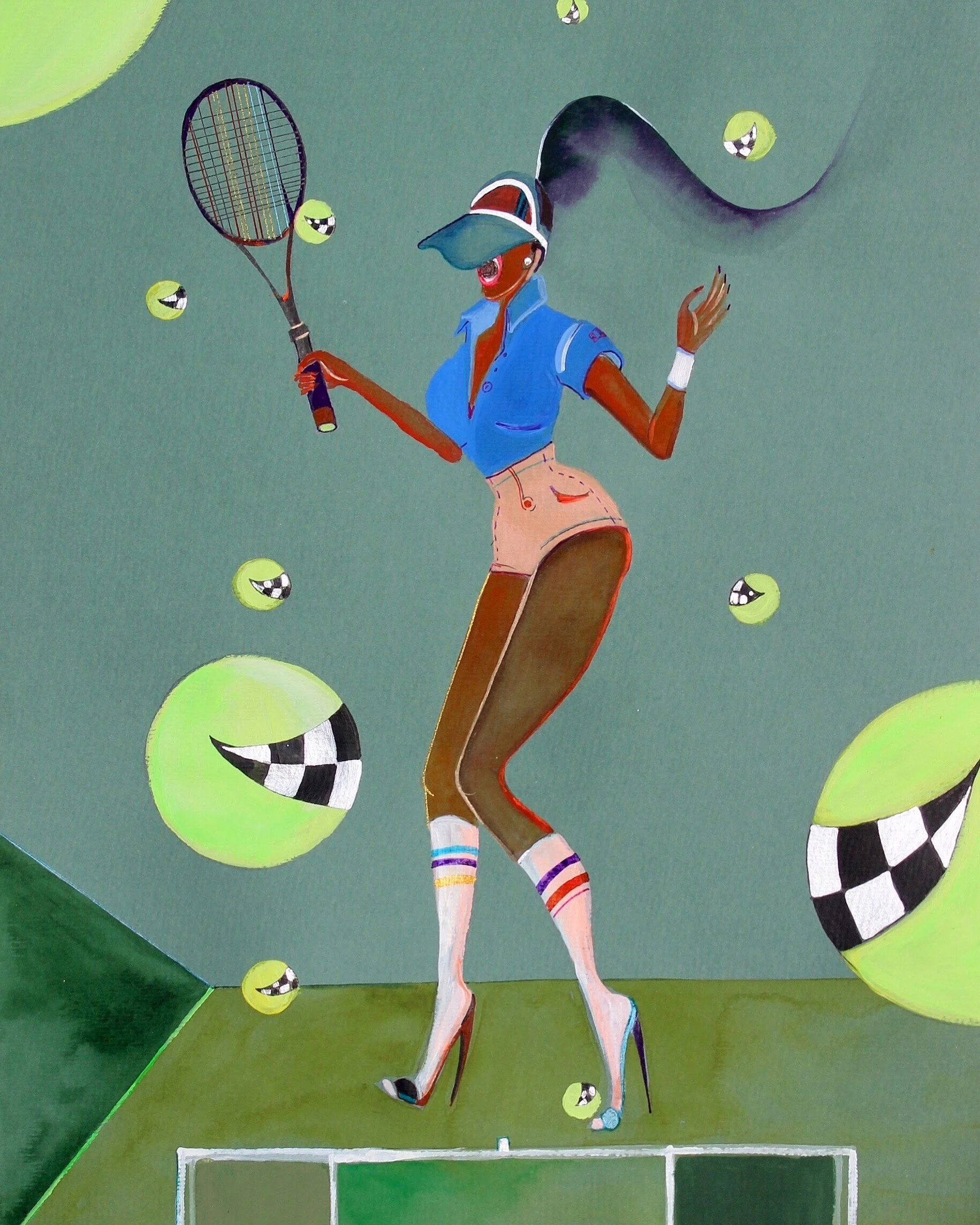 Lost Control over her Tennis Balls