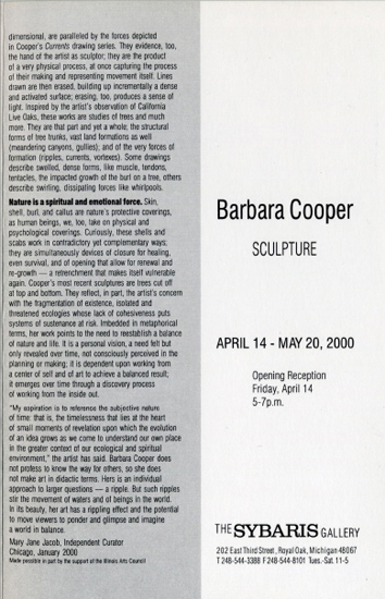 Sybaris Gallery brochure, 2000, Mary Jane Jacob