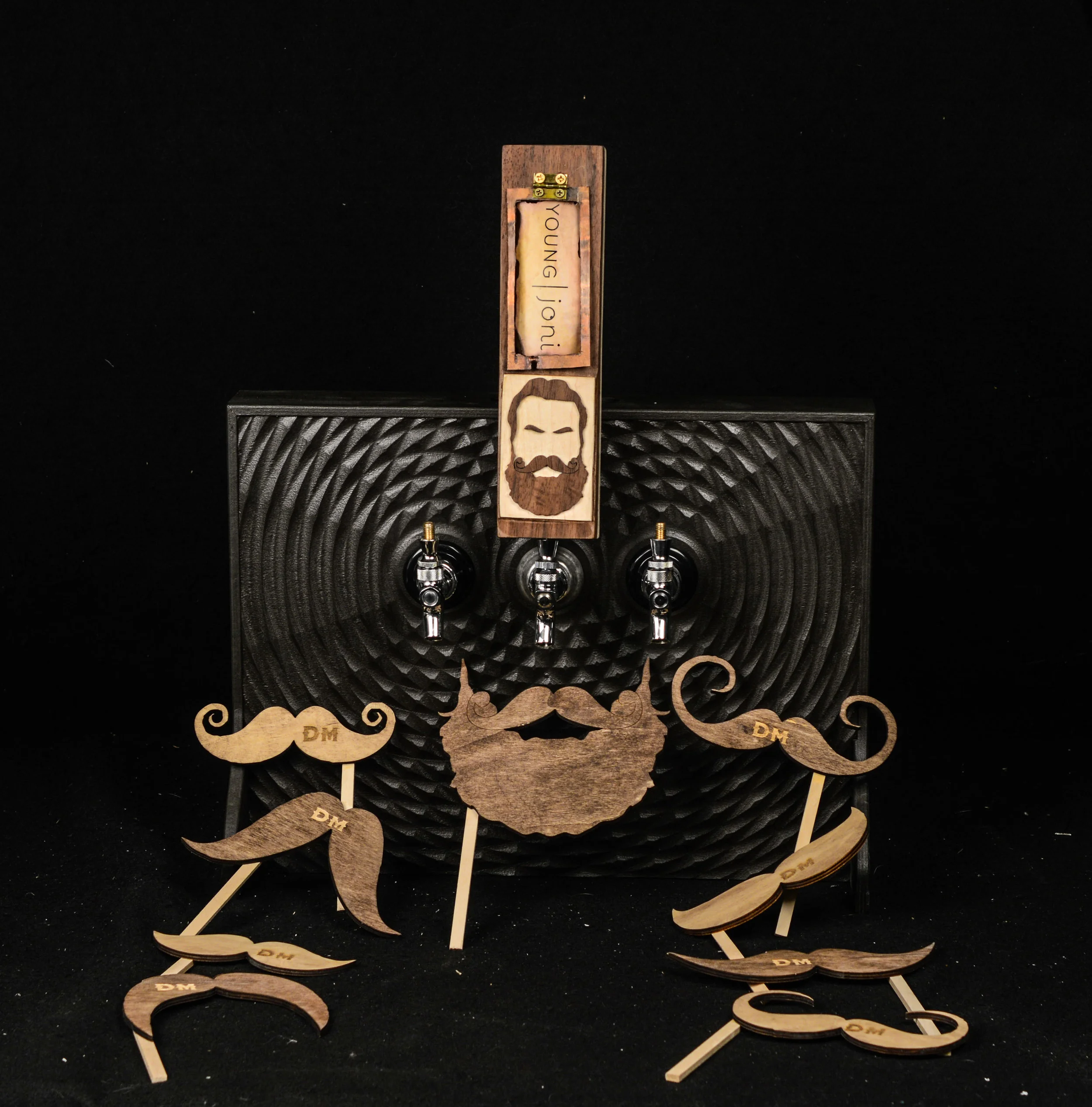   Final Beer Tap Handle Prototype with Facial Hair Photobooth Props  