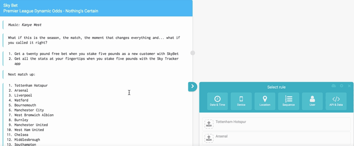 The Script View in Studio - Data points can be assigned to the dynamic script lines