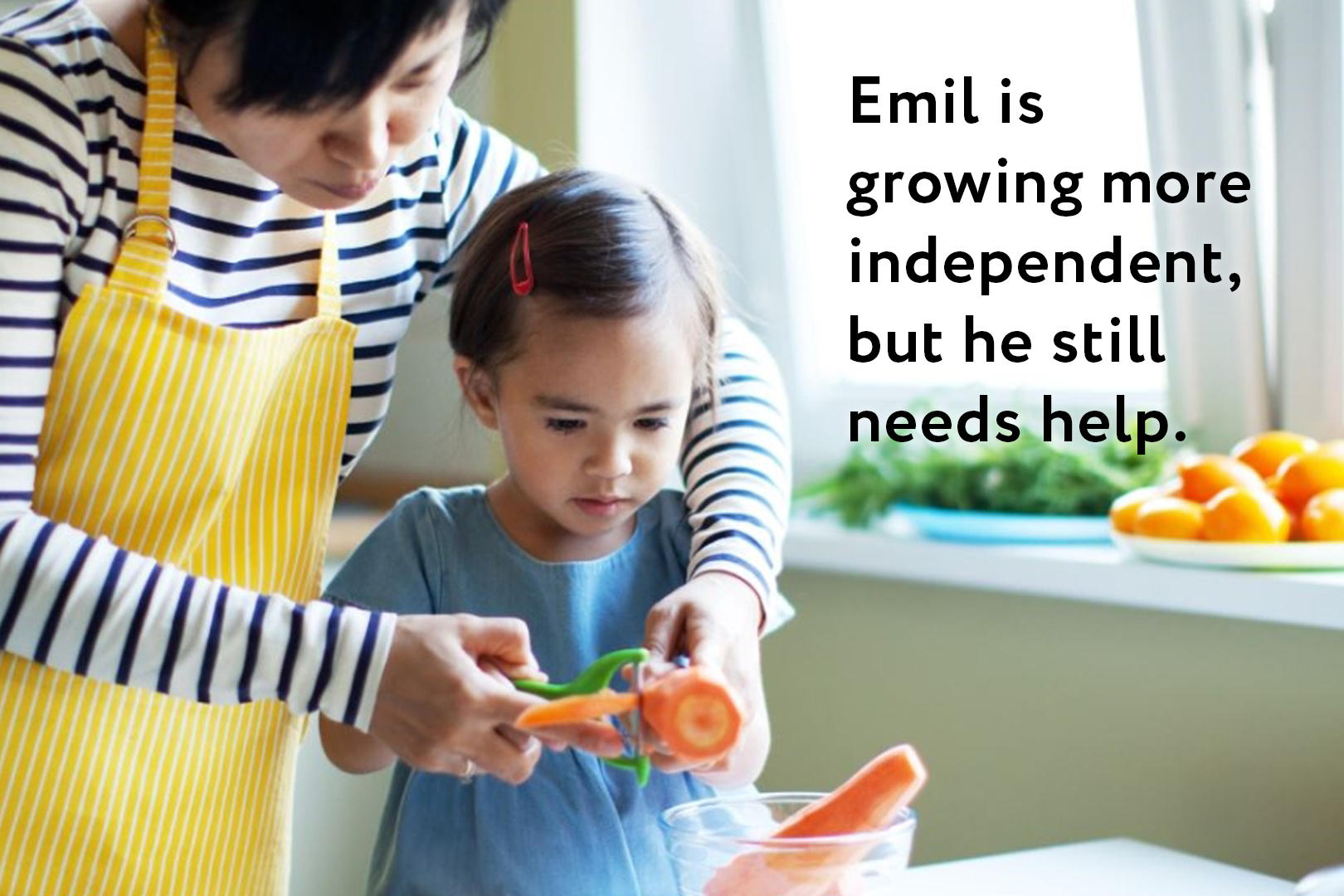 EMIL IS BEGINNING TO EXPLORE HIS INDEPENDENCE, MAKING HIS OWN SNACKS, AND PICKING OUT HIS OWN CLOTHES.