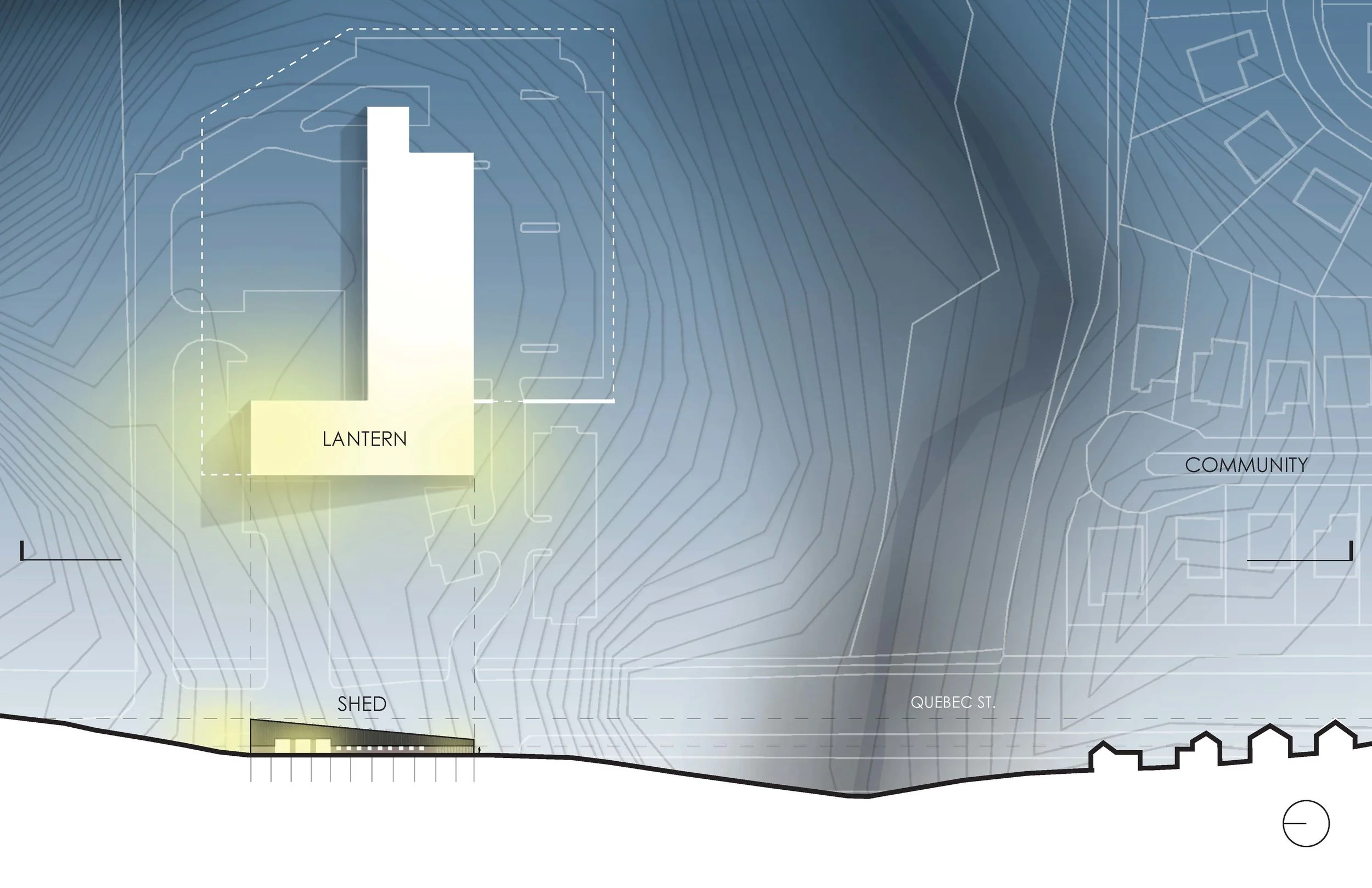 The lantern concept is a thoughtful approach to ‘protection’; this protection is both symbolic (light) and physical (building).