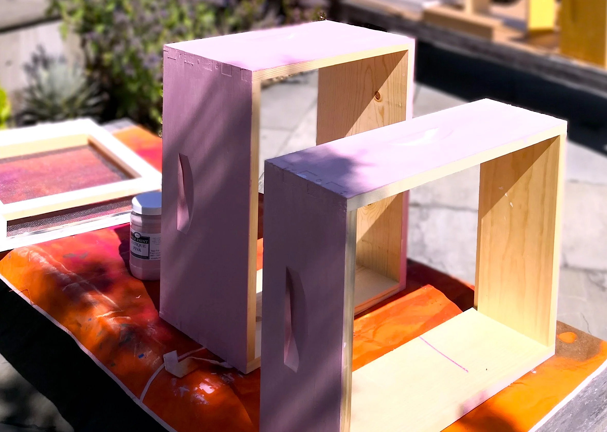 Painting Bee Boxes with Antique Pink Sinopia Milk Paint