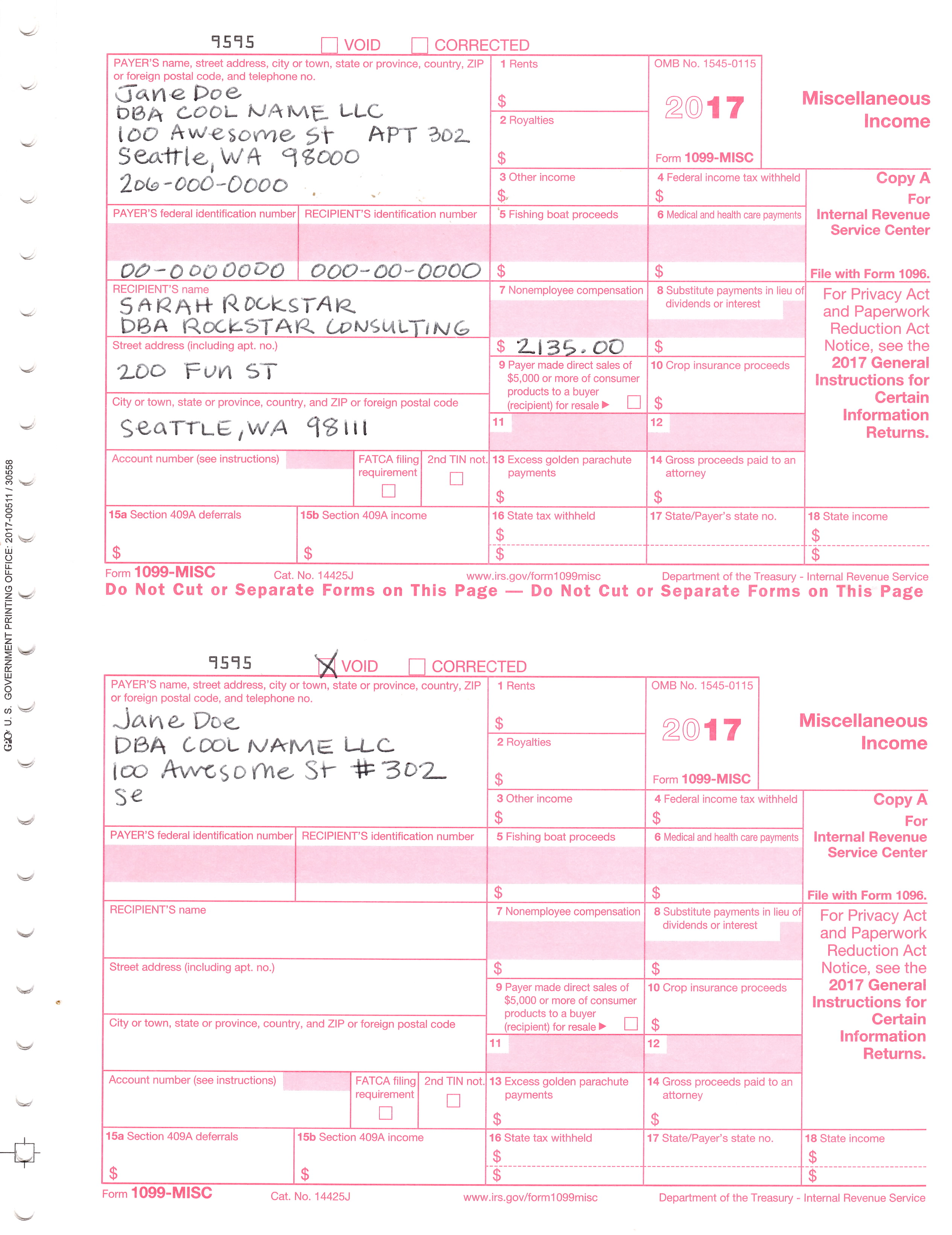 How To Fill Out Send 1099 Misc Forms Seattle Business Apothecary Resource Center For Self Employed Women