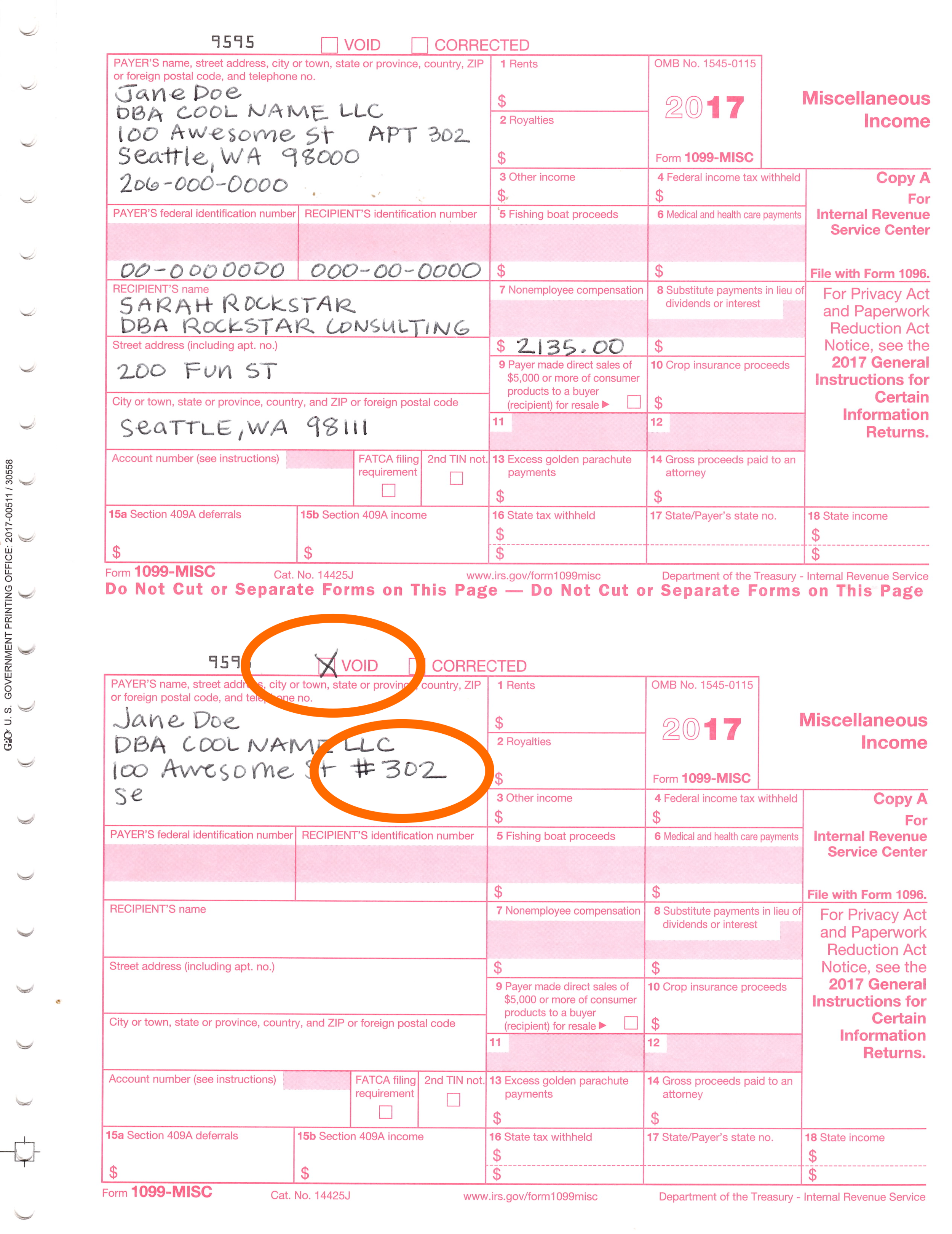 How To Fill Out Send 1099 Misc Forms Seattle Business Apothecary Resource Center For Self Employed Women