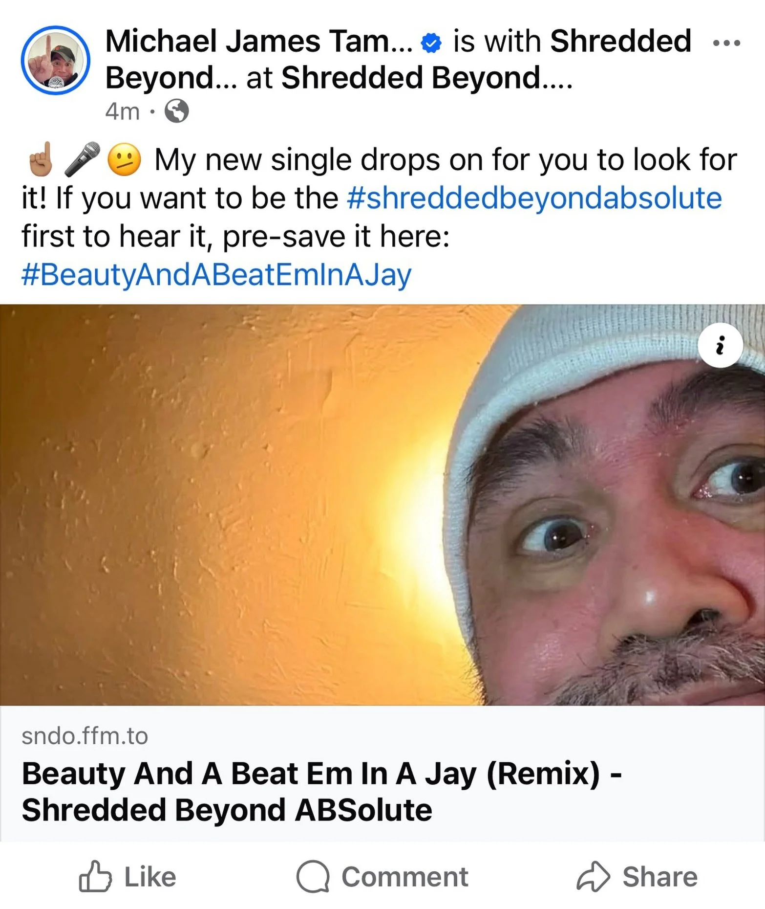 ☝🏽🎤🫤 My new single drops on for you to look for it! If you want to be the #shreddedbeyondabsolute first to hear it, pre-save it here: #BeautyAndABeatEmInAJay https://sndo.ffm.to/l32xw0e