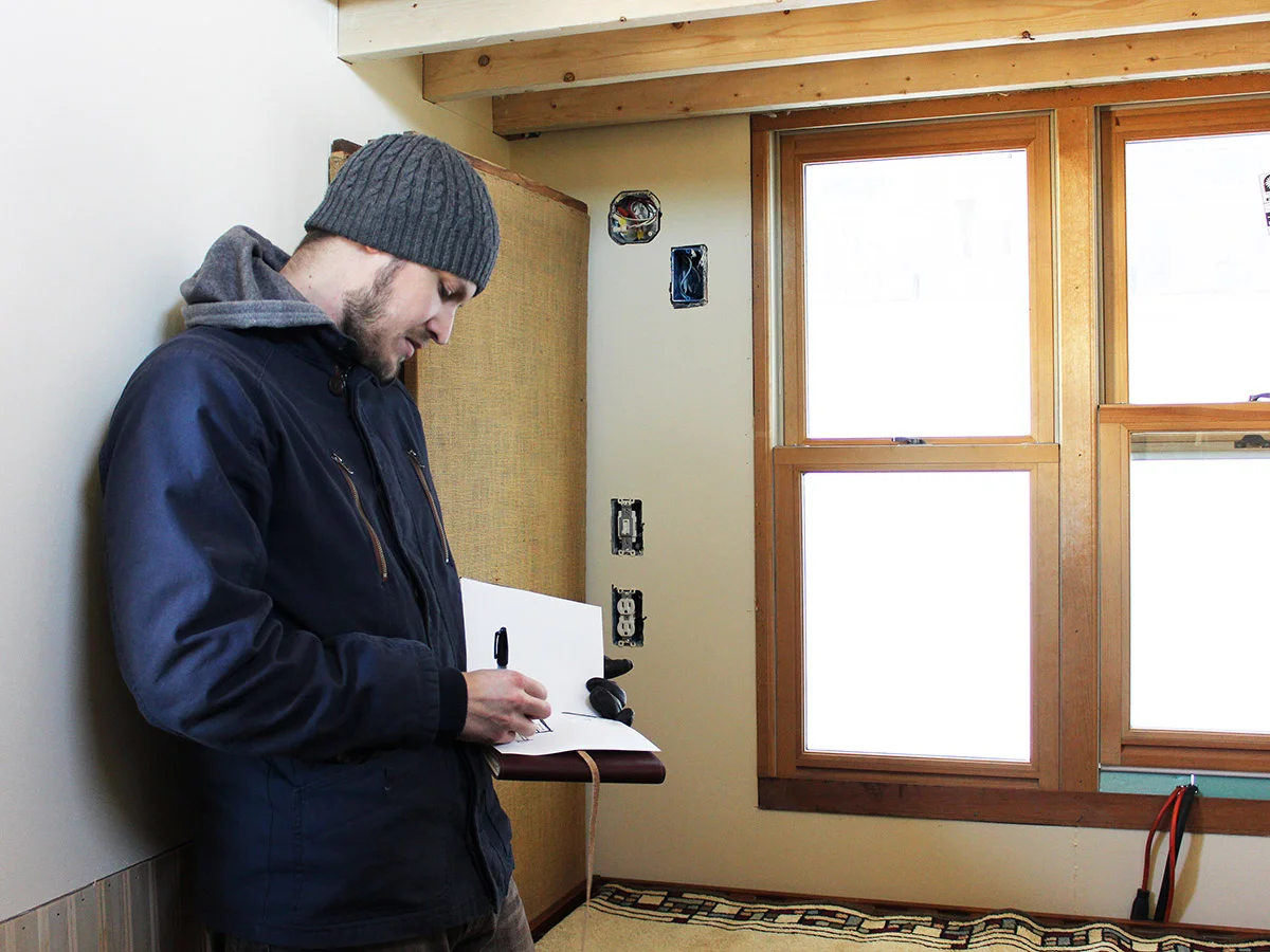 Above: Fellow, Brad Cooper, dreaming up Tiny Houses.