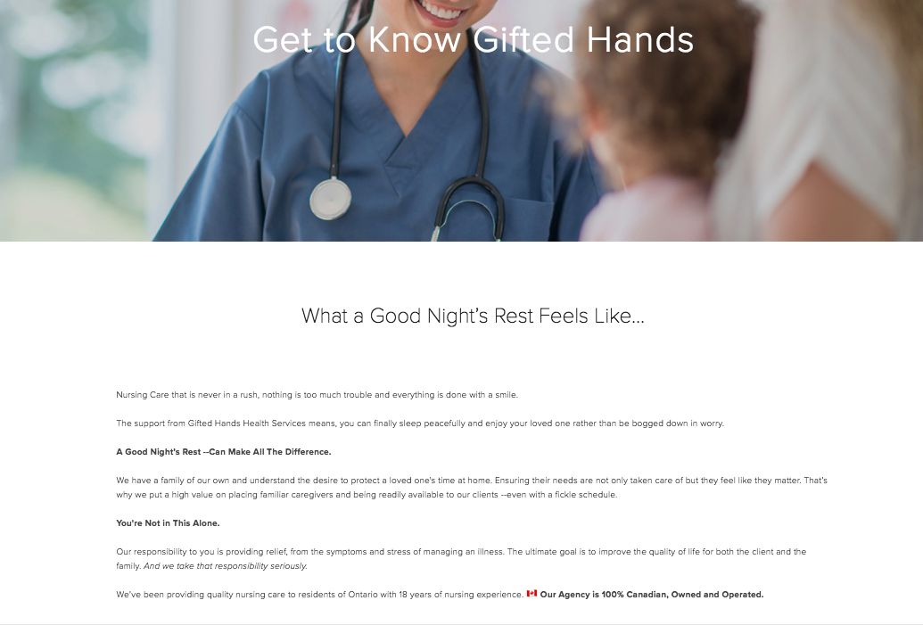 Health Services website copy for B2C & B2B