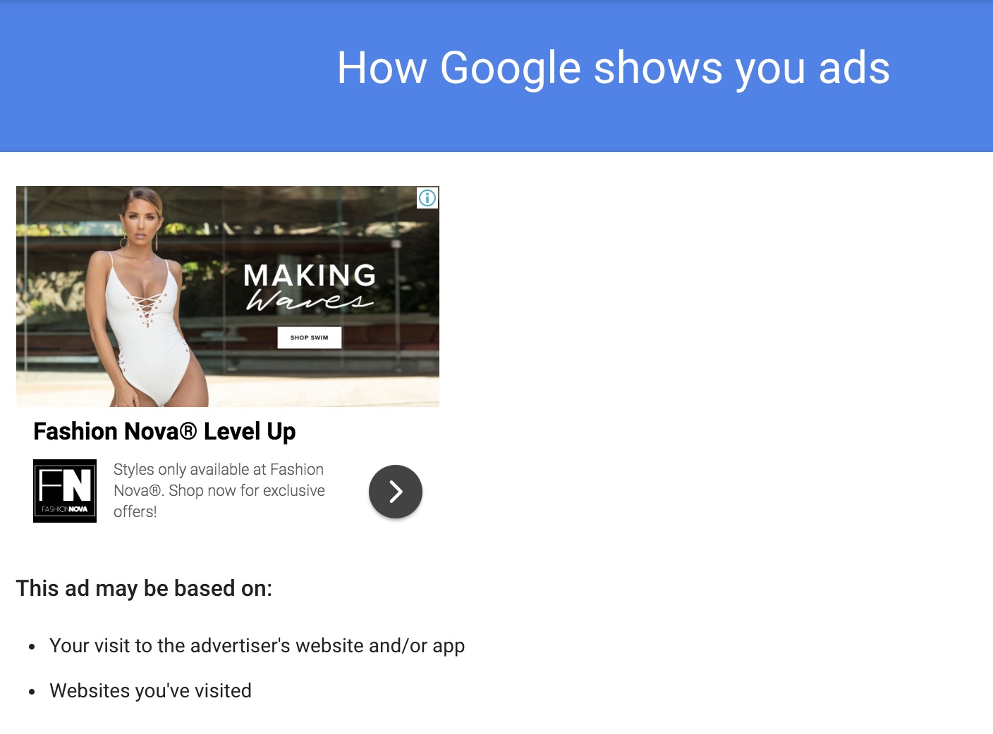 Fashion Nova’s Ad Following Me Where ever I go and Why It Was Triggered By Google