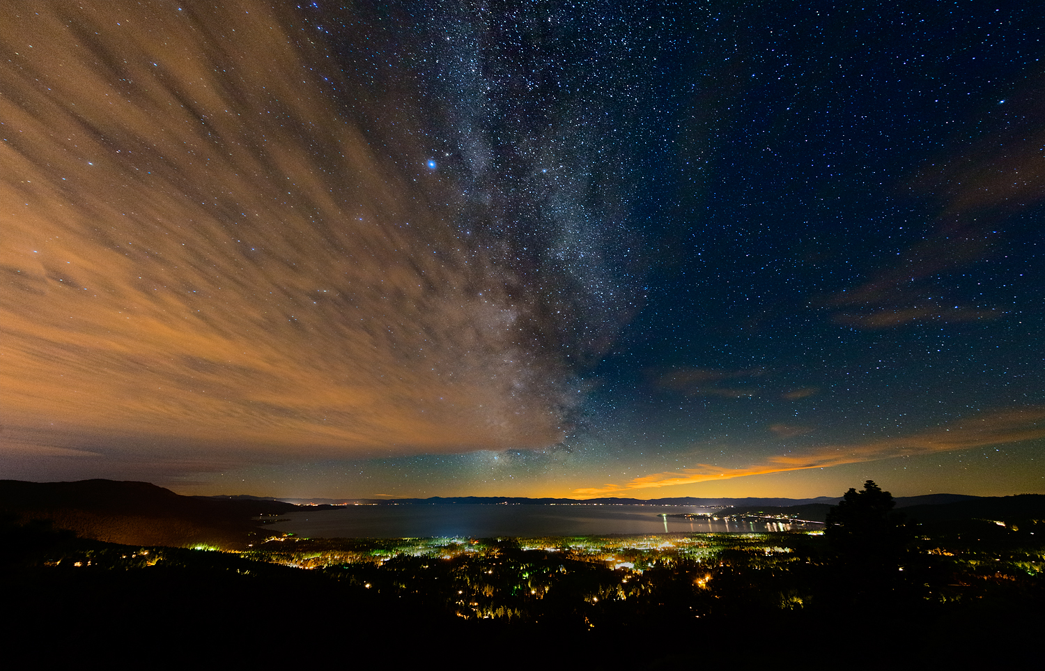 Milkyway and Clouds Over Incline Village, Nevada, Lake Tahoe