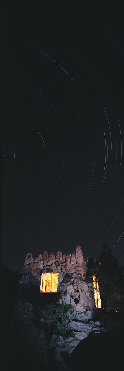 Tea House and Star Trails Panorama, Emerald Bay, Lake Tahoe