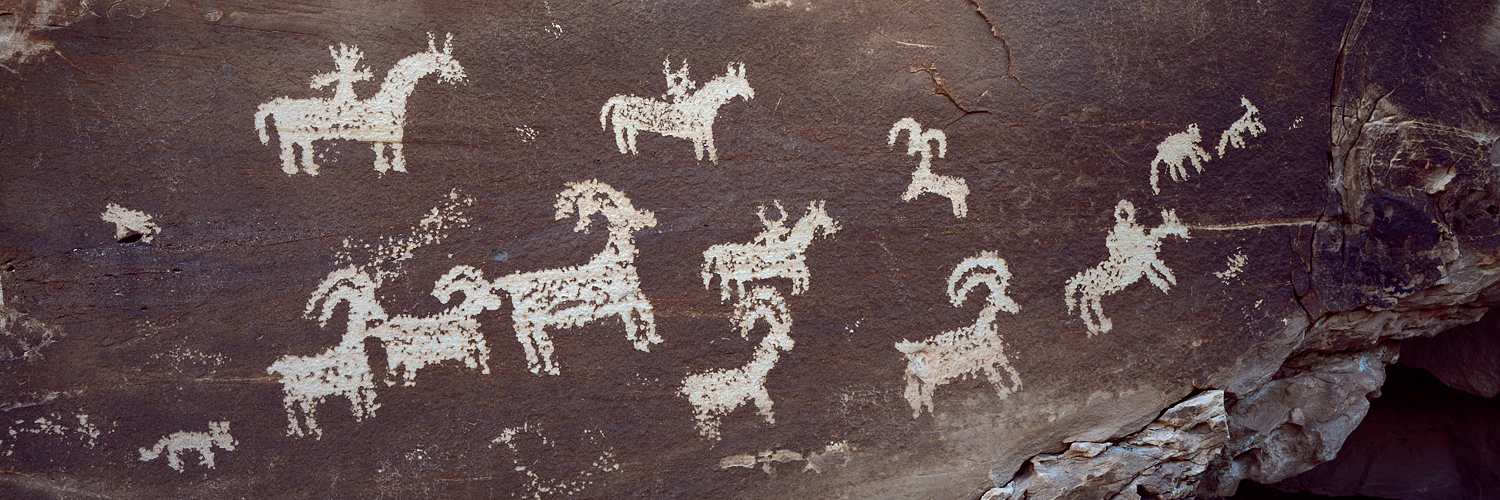 Ute Petroglyphs Panorama, Arches National Park, Utah