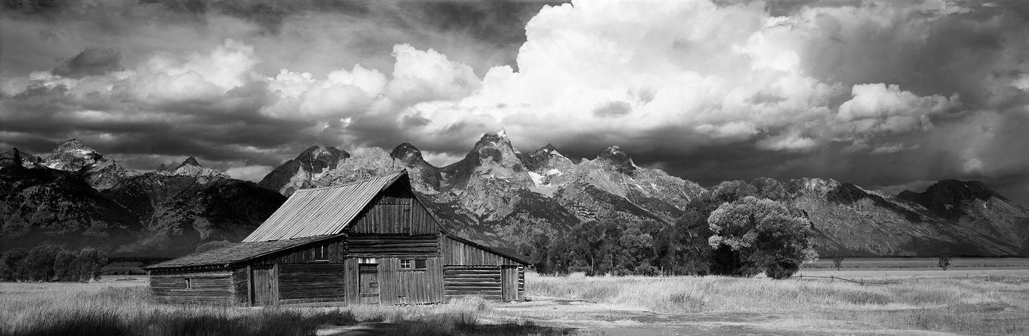 Moulton Barn Panorama Black and White