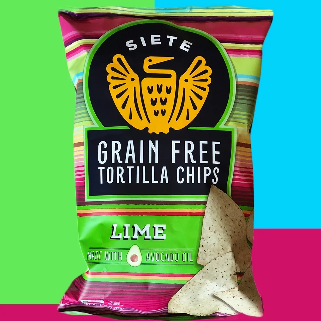 Siete tortillas and siete tortilla chips, grain free, made with avocado oil