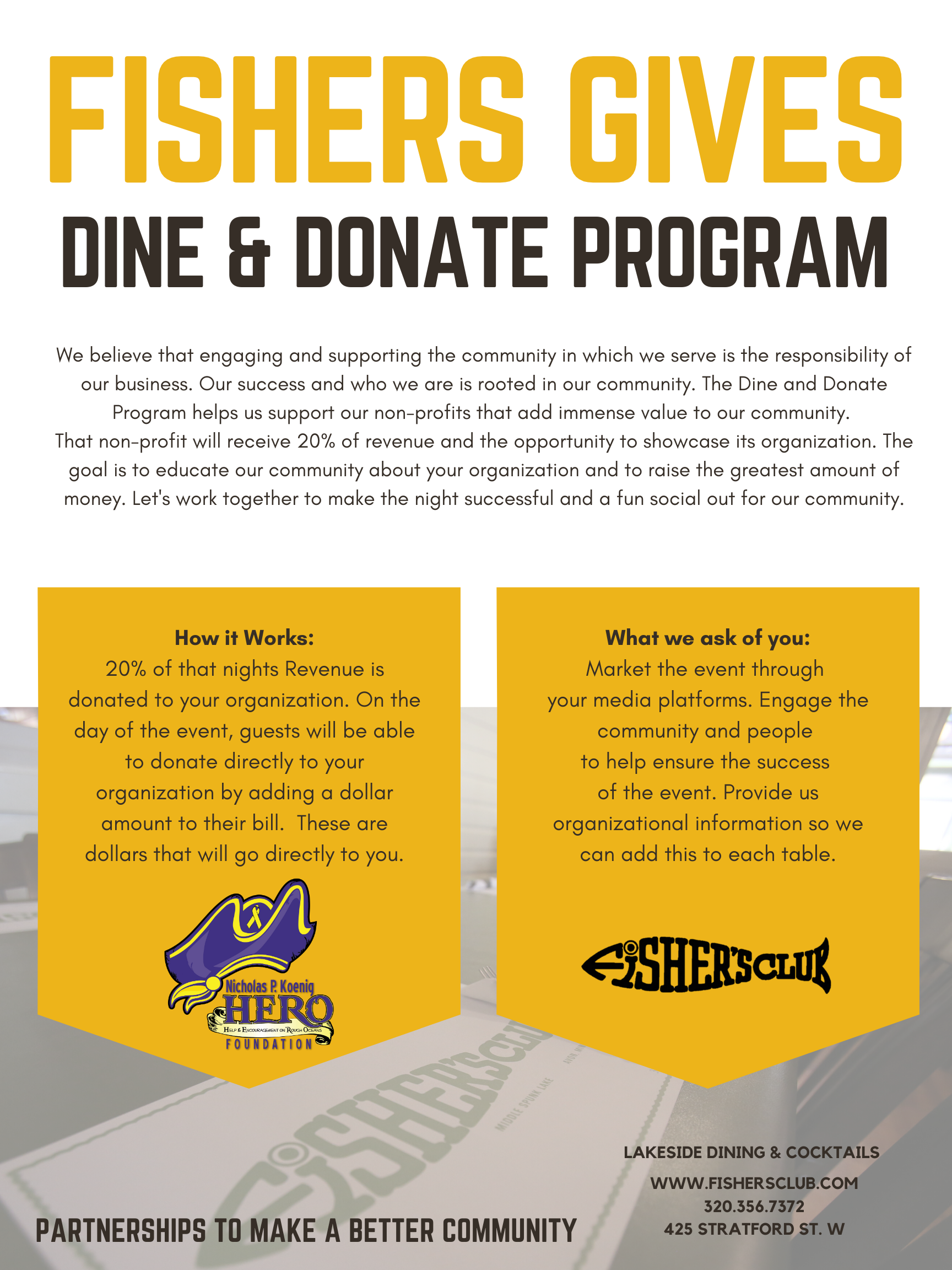 Dine Out Fisher's Gives Back