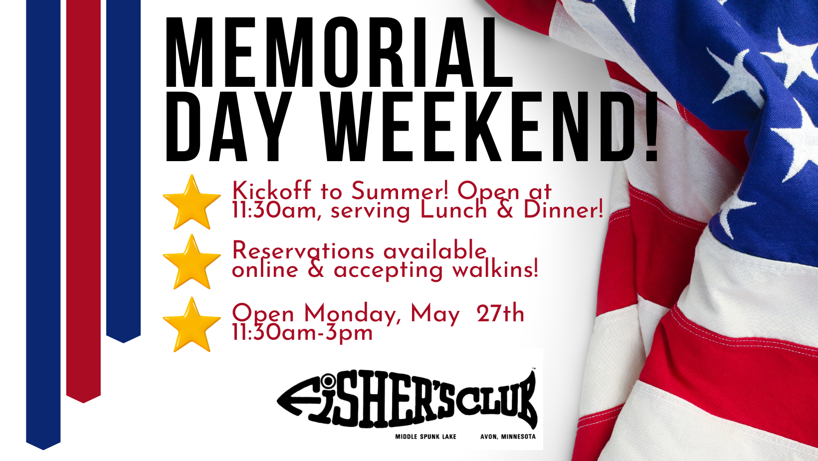 Memorial Day - Open!