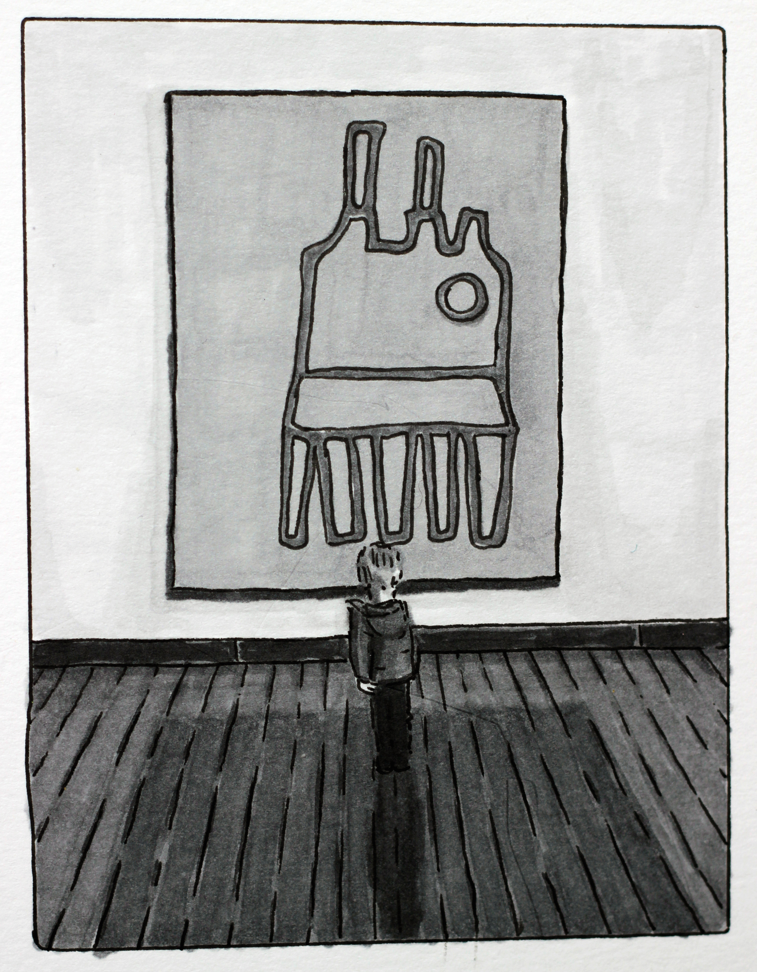 Robot Building (with D.B. & Mr. E), pen and copic marker on paper, 5"x4", 2016
