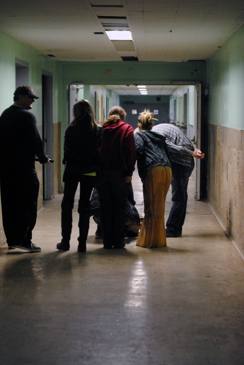 Lark and Bowen with crew on the set of I am Monster // photo by Amanda Duchow-Hall