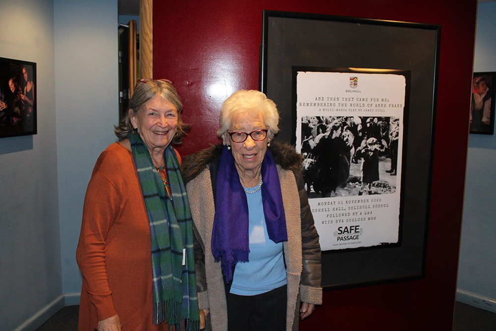 Director June Trask with Eva Schloss at a performance in November 2022