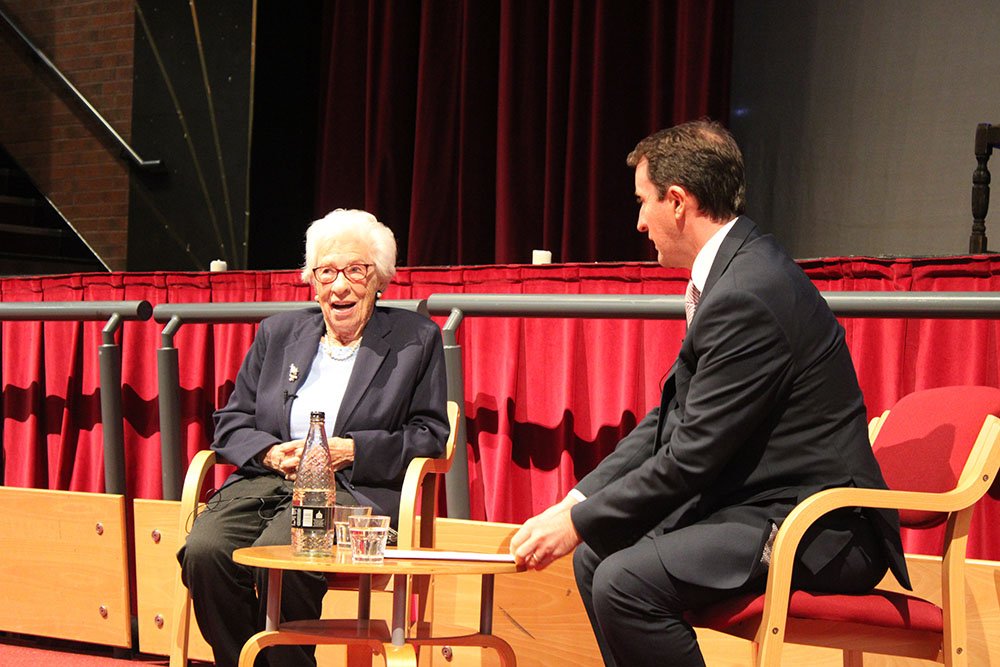 Eva Schloss in a Q&amp;A session post-performance