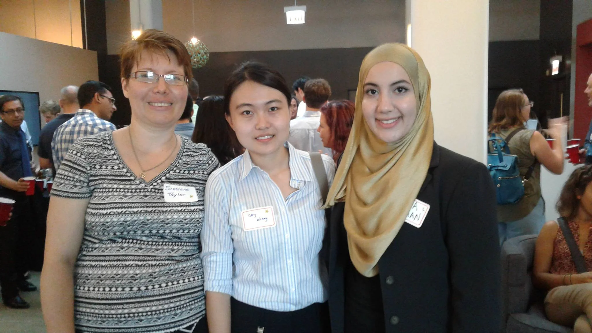 (Left to Right) Svetlana Taylor, (ChE, 5th year), Cong Zhang (MAE, Graduate Student), and Yusra Saad Sarhan (BME/ChE, 4th year)