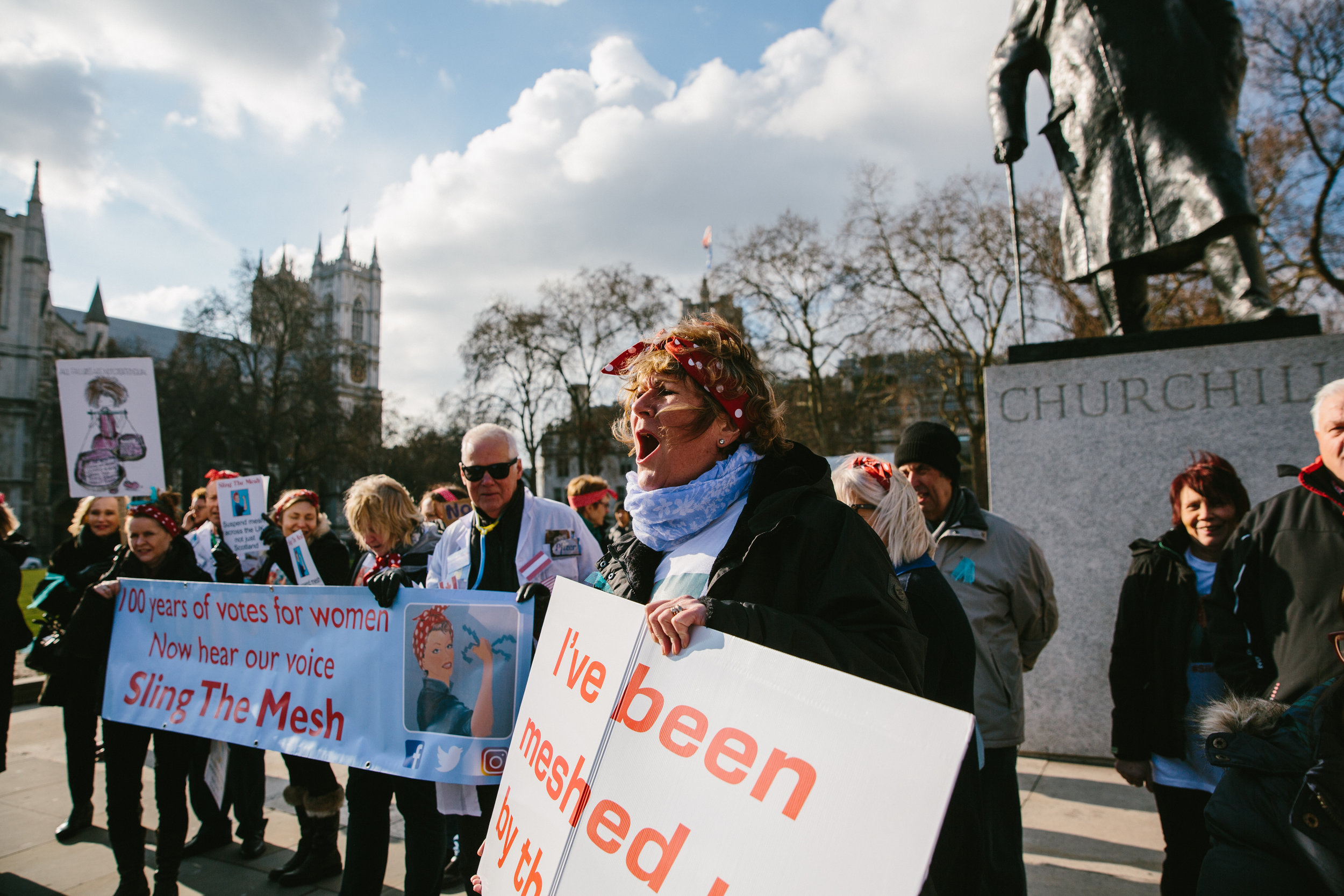  Campaigners shared their concerns with the public in Parliament Square, many of whom had never heard of mesh - sometimes called ‘tape’ - or the effects that it can have       