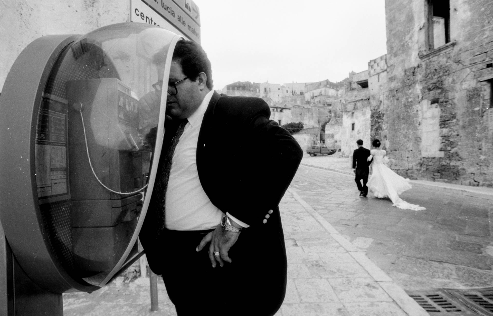  Matera, Italy - 19 October 1991 The newlyweds walk through deserted streets of Matera after the ceremony.&nbsp; 