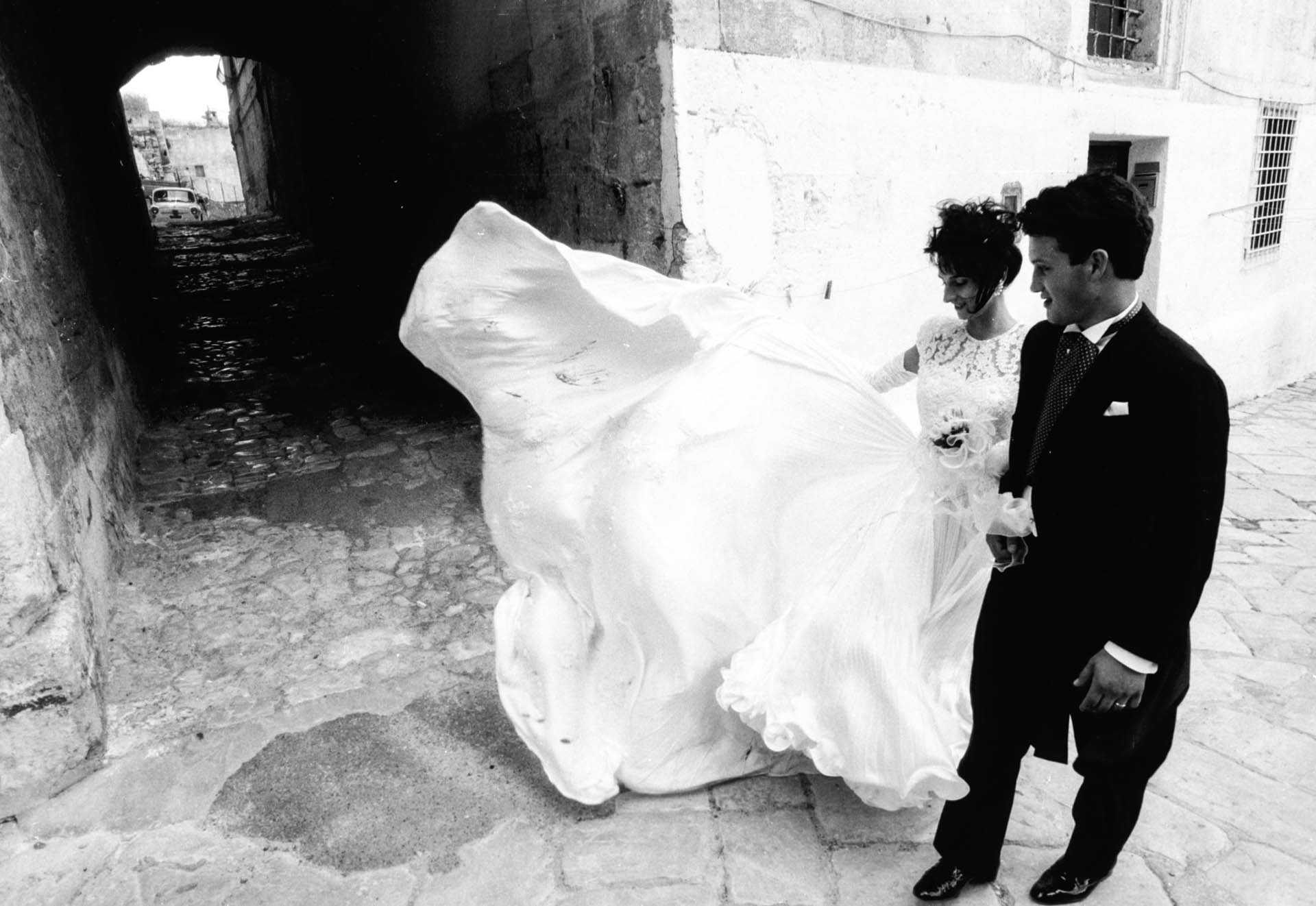  Matera, Italy - 19 October 1991 Immediately after the wedding ceremony, it's a local tradition for the couple to walk alone along the town streets.&nbsp; 