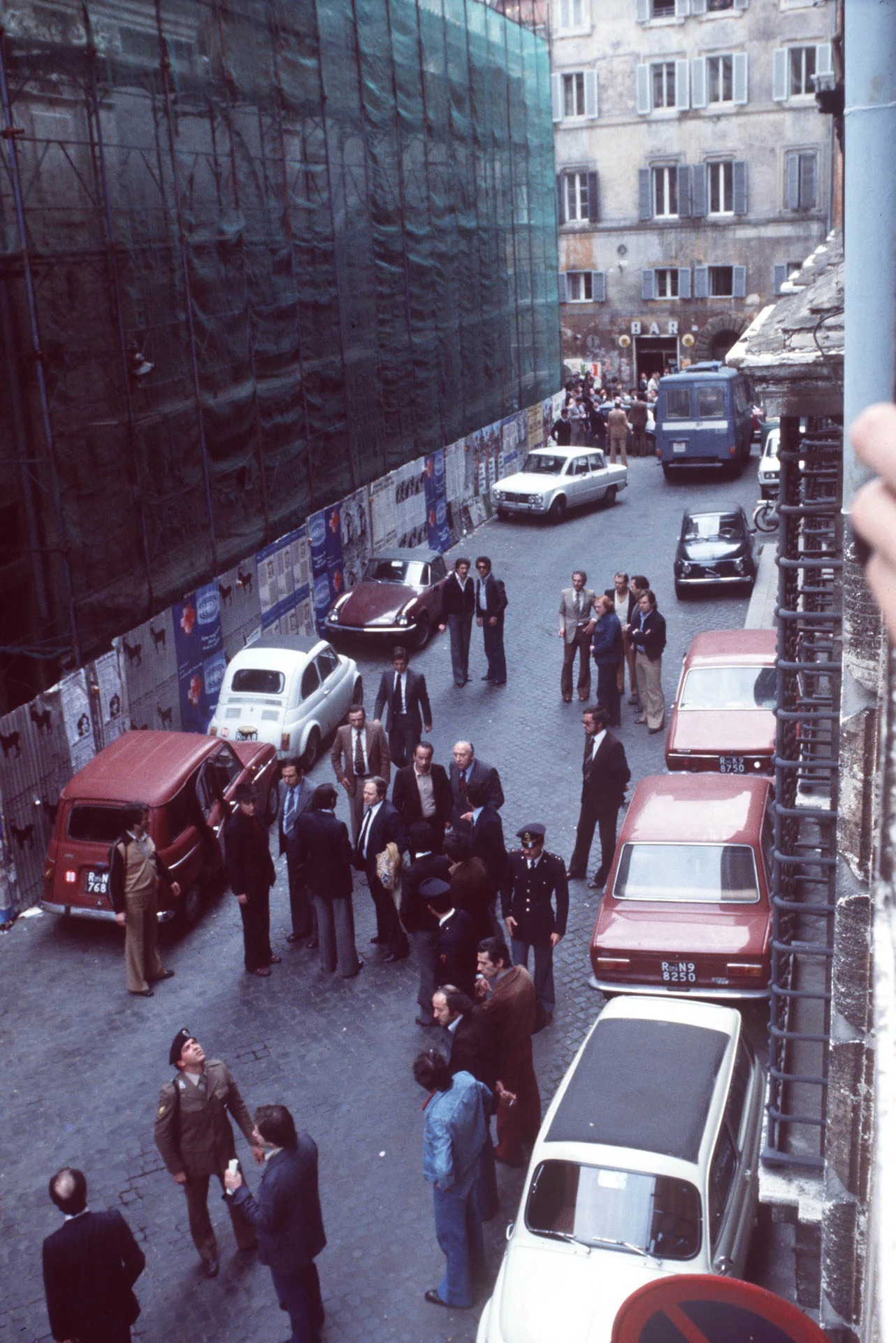 Rome, Italy 9 May 1978 The discovery of Aldo Moro's corpse inside the red Renault in Caetani street. 