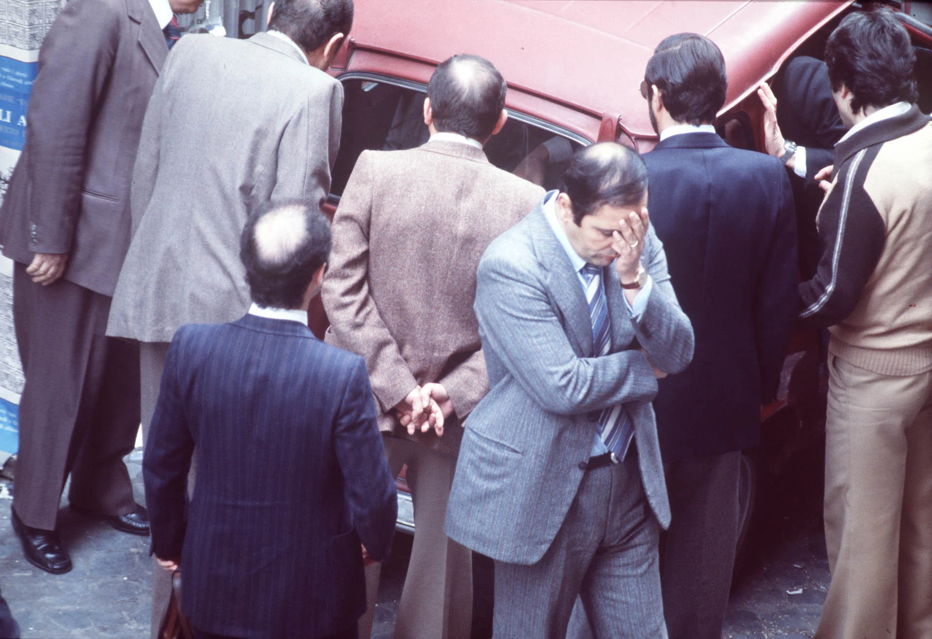 Rome, Italy 9 May 1978 The discovery of Aldo Moro's corpse inside the red Renault in Caetani street. 