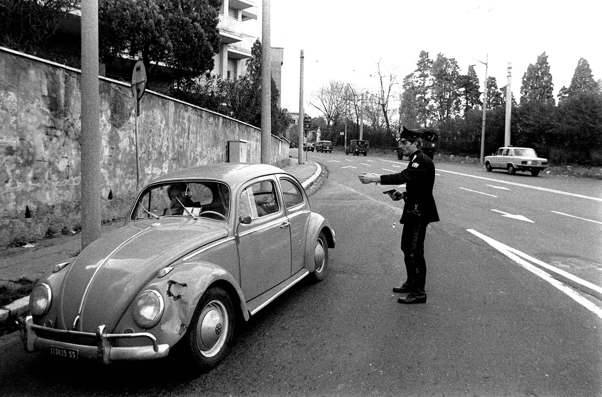 Rome, Italy - 5 May 1978 Controls in the streets of Rome by Italian police after Aldo Moro's kidnapping. 
