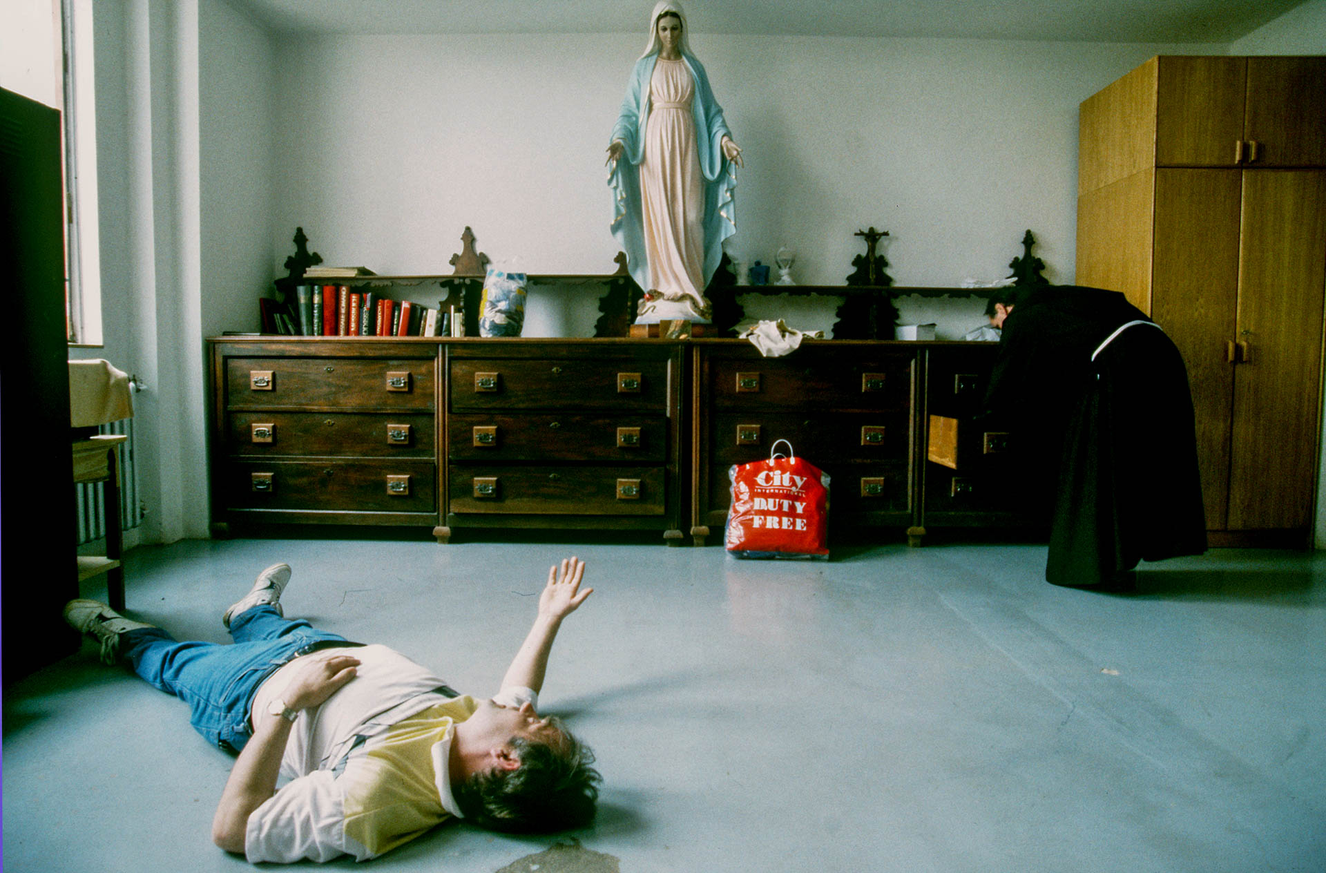  The miracle around the world: a believer just after an exorcism by Father Jozo in the Sacristy of the monastery.&nbsp; 