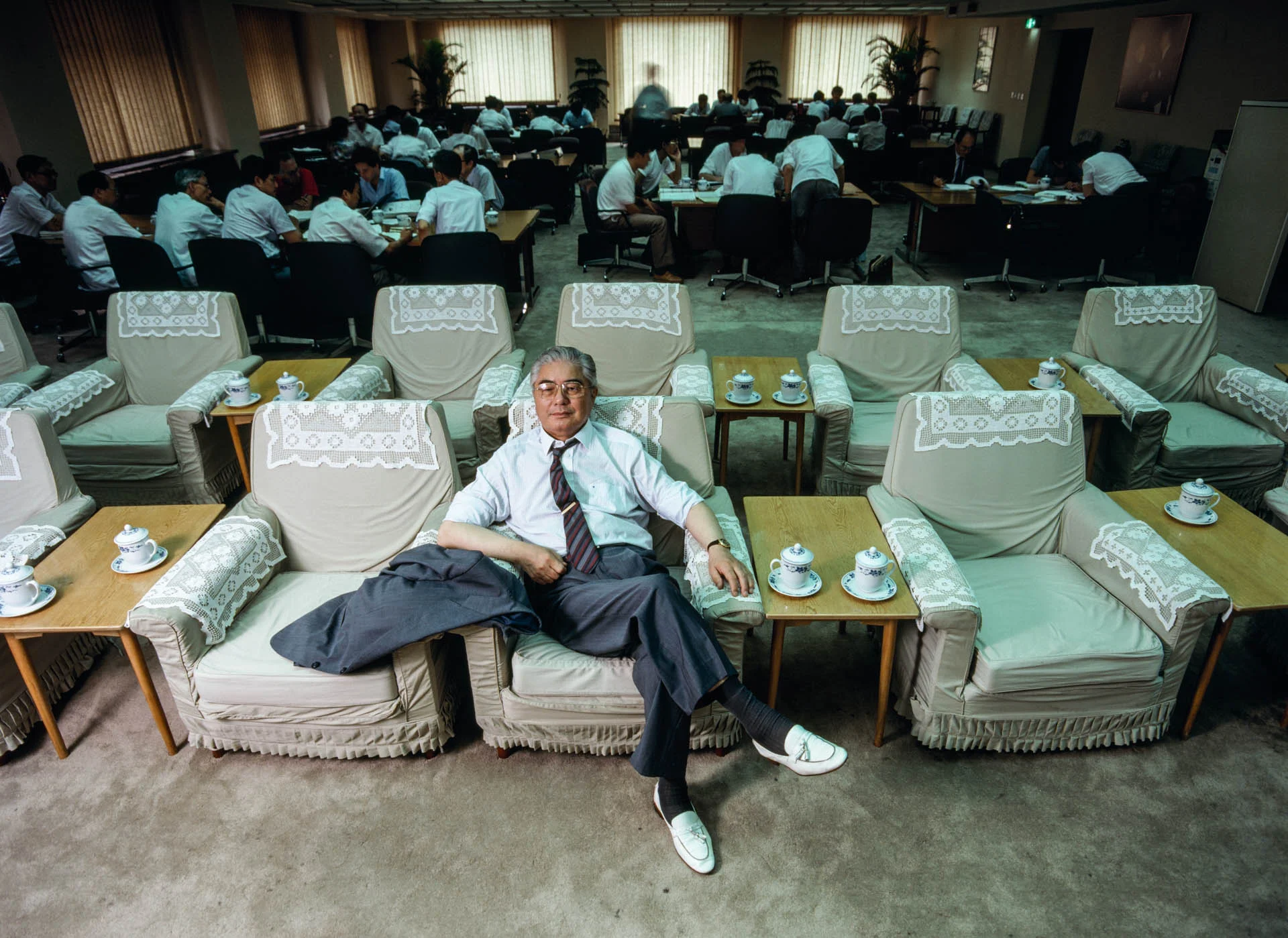 Beijing, China - June 1988. Ron Yiren, nicknamed "the Red Capitalist", owns 200 companies, including only independent bank of China. 