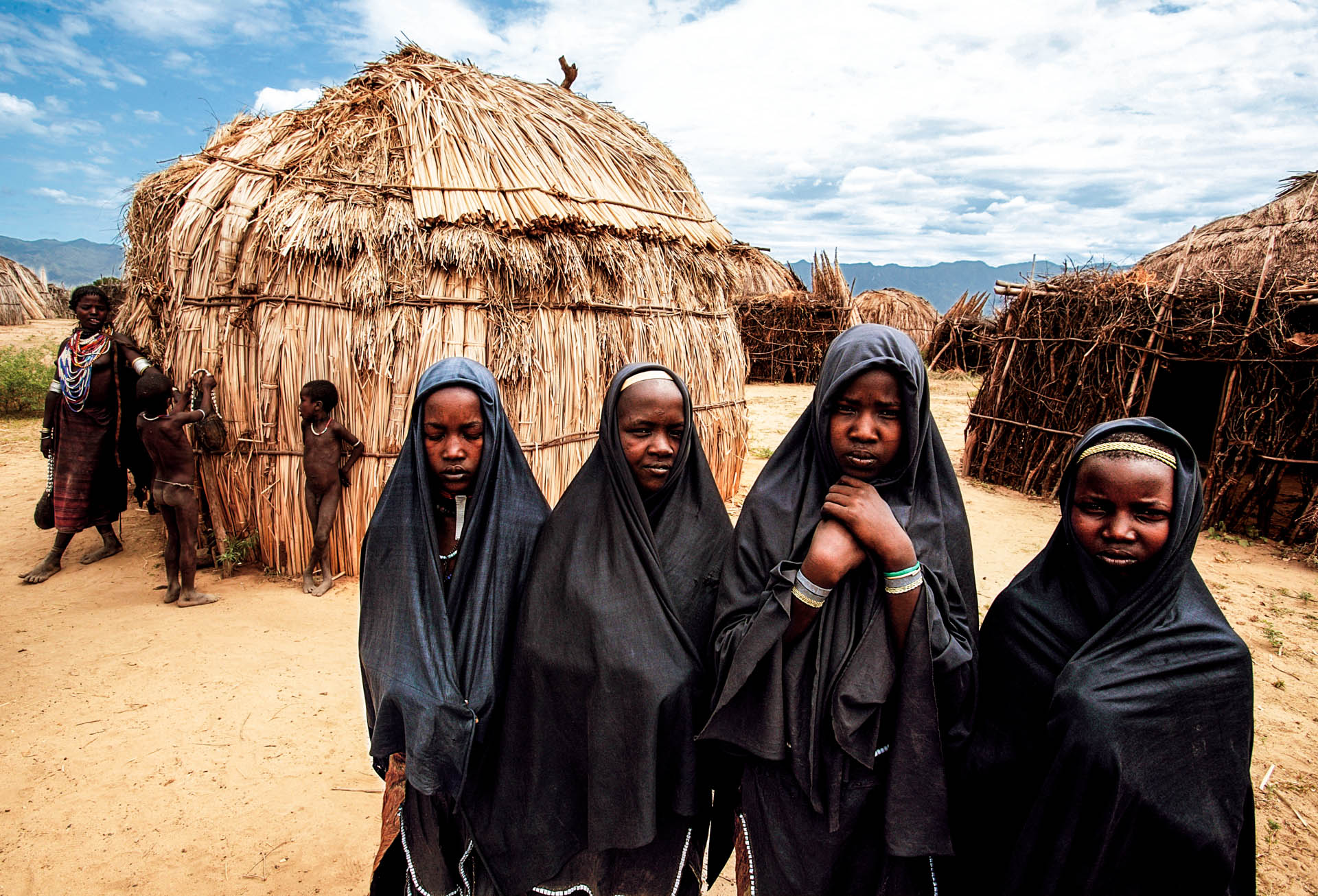Often wrapped in long veils, Erbore women seem to take on mysterious appearance of Muslim women.