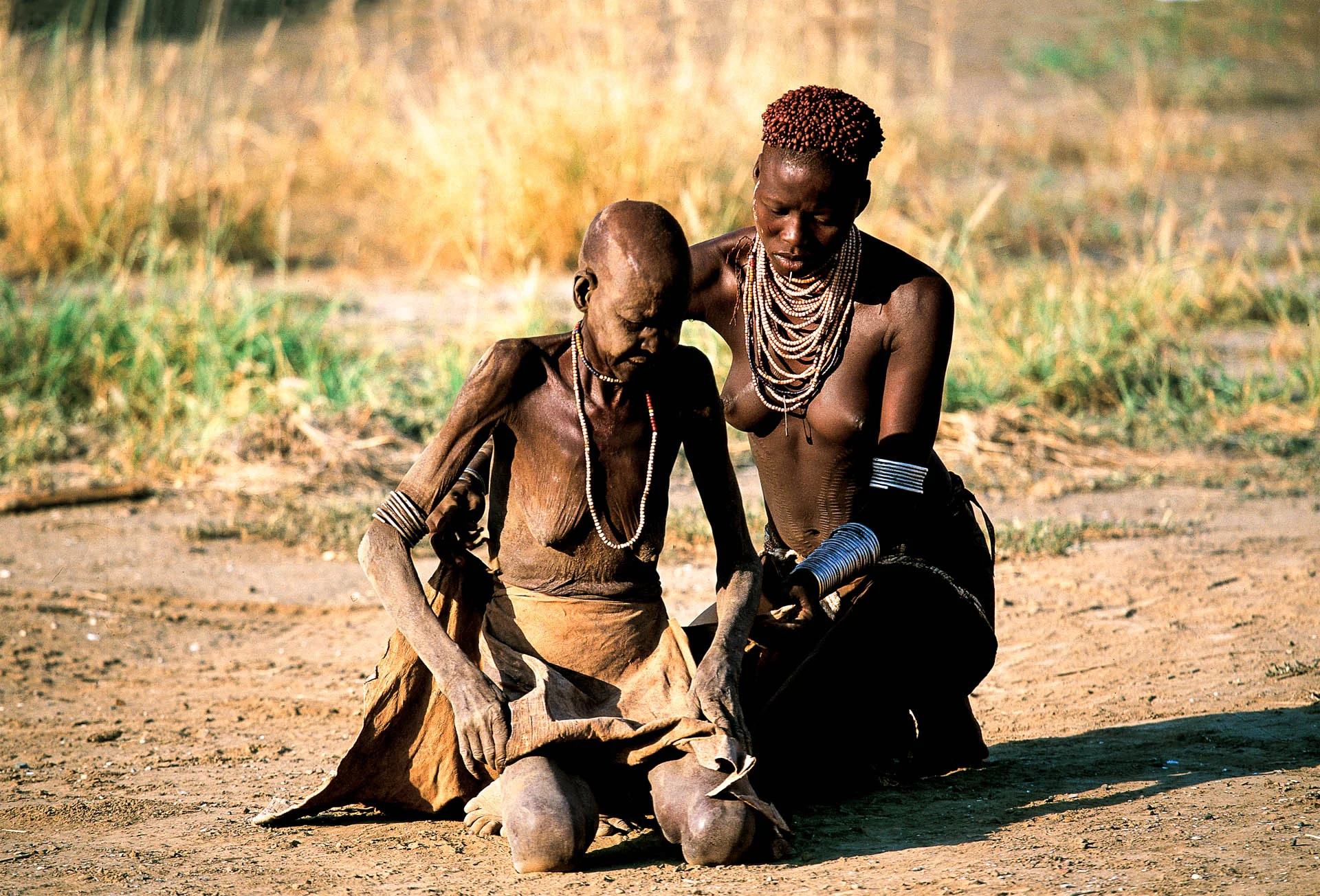 Karo region: the young women are usually entrusted with caring for the elderly members of their group.