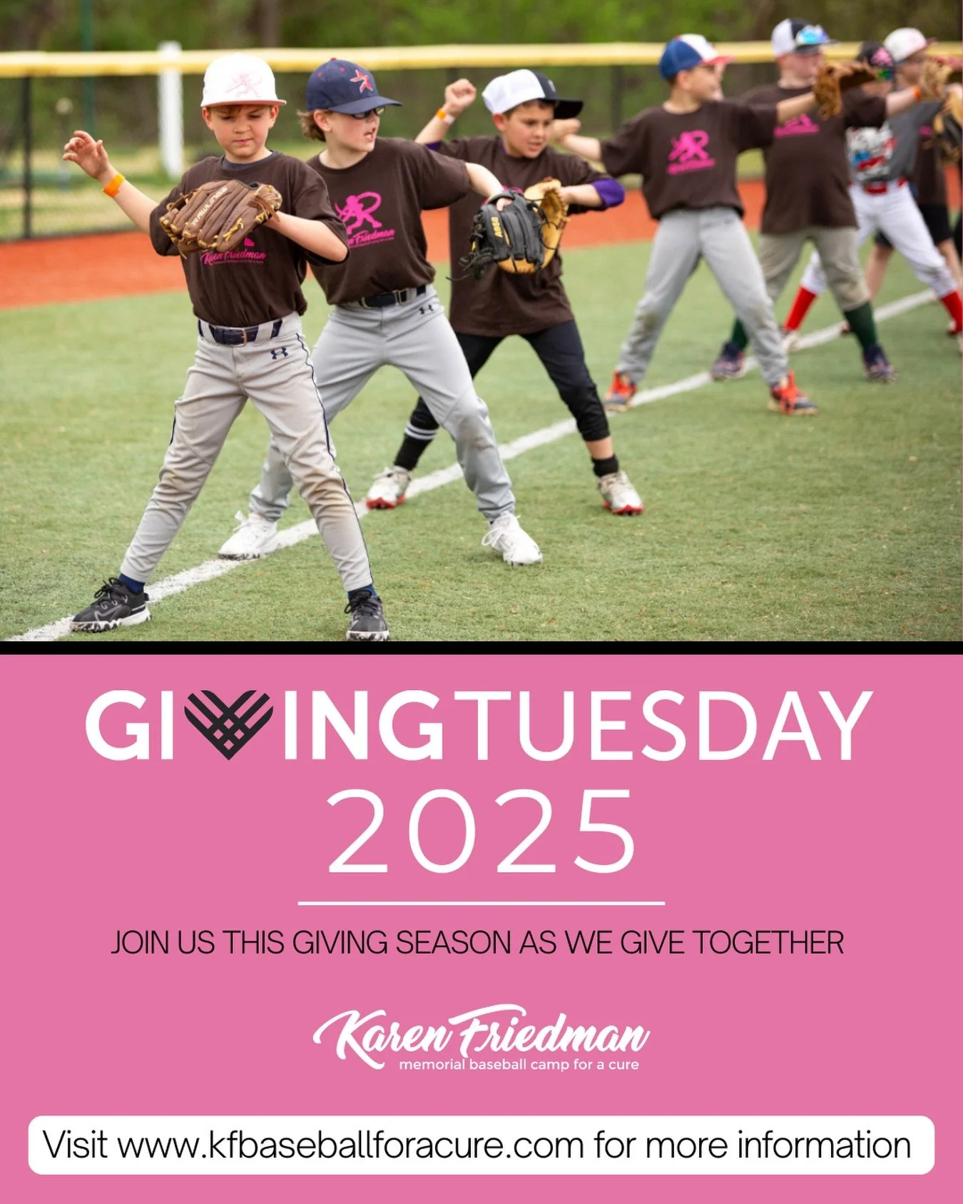 🎀⚾ Giving Tuesday: Help Us Make an Even Bigger Impact

Today, we&rsquo;re asking our community to come together in honor of Karen and the mission she inspired.

Every dollar donated to the Karen Friedman Memorial Baseball Camp for a Cure is split 50